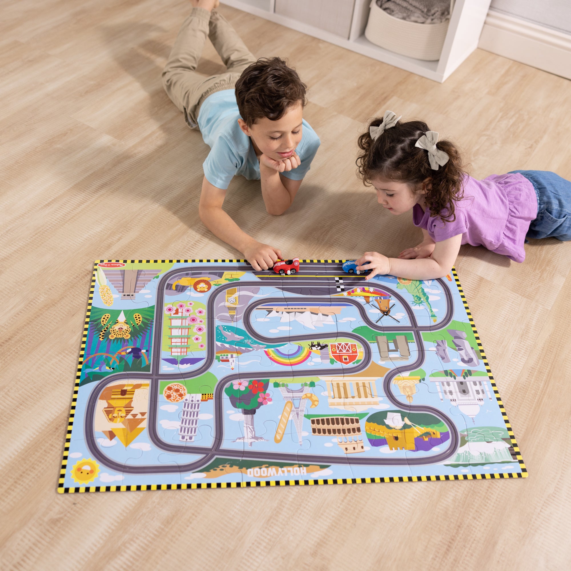 Melissa & Doug Race Around the World Tracks Floor Puzzle - 48 Pieces - Image 10