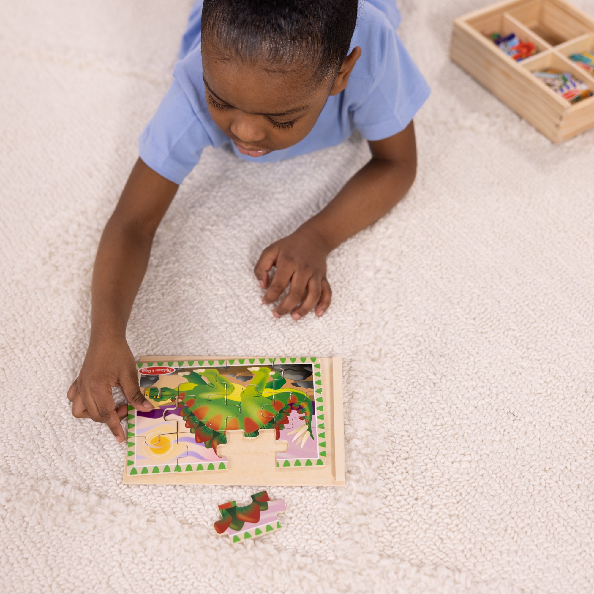 Melissa & Doug Wooden Jigsaw Puzzles in a Box - Dinosaurs - Image 6