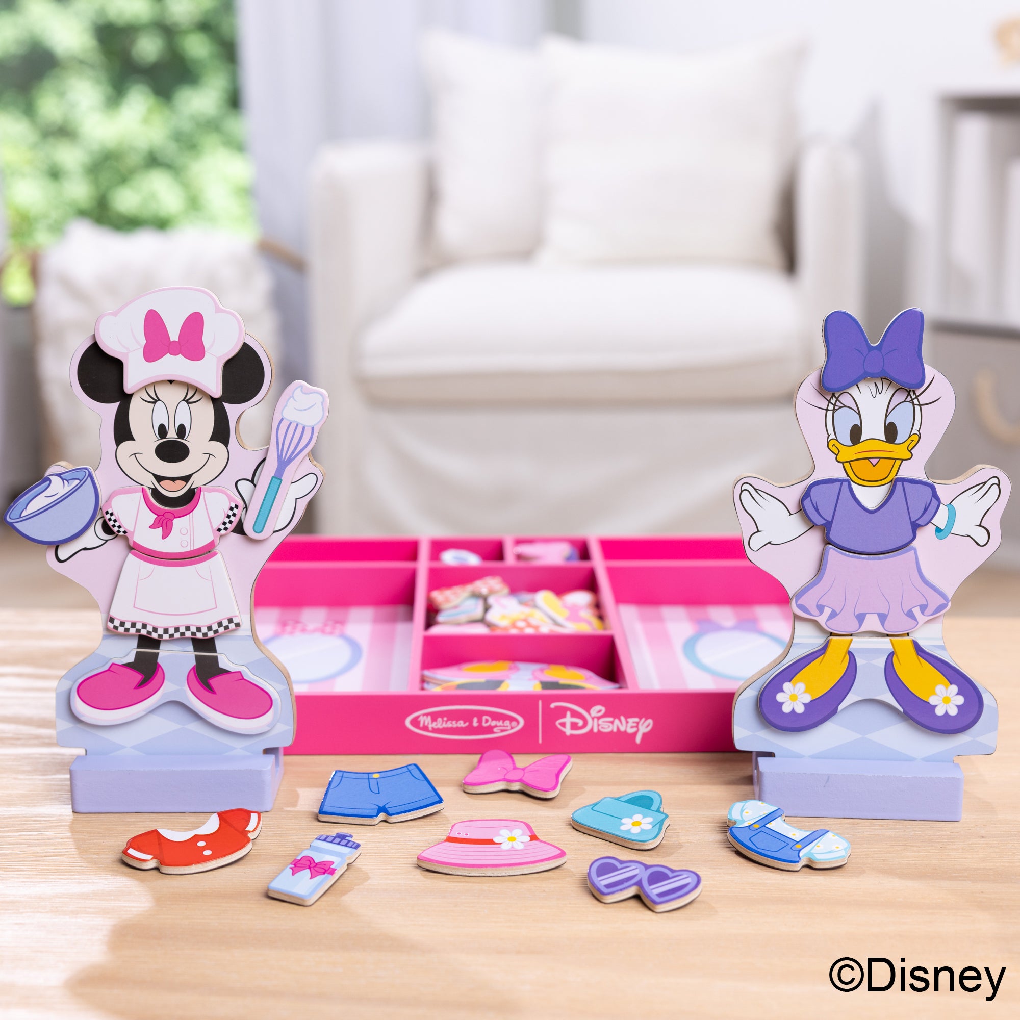 Melissa & Doug Disney Minnie & Daisy Deluxe Wooden Magnetic Dress-Up - Image 9