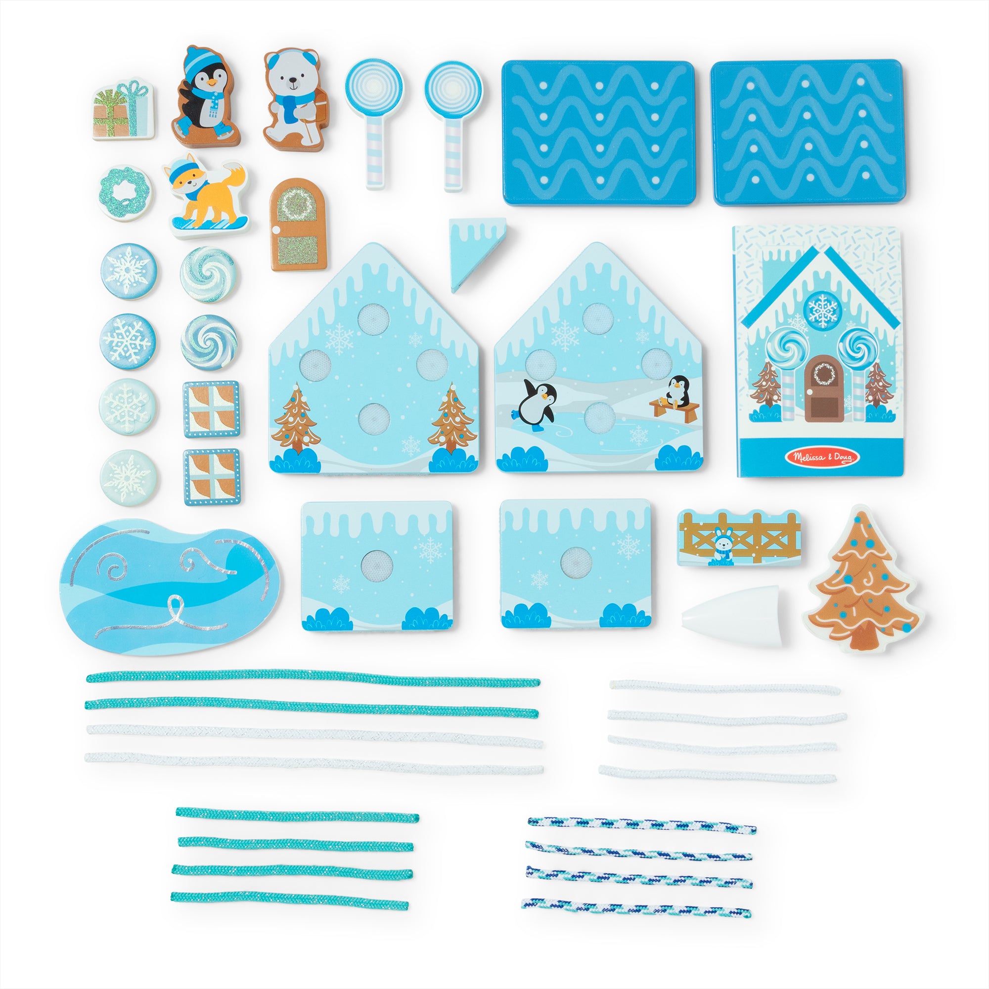 Melissa & Doug Wooden Gingerbread House Play Set ?C Winter Frost - Image 4