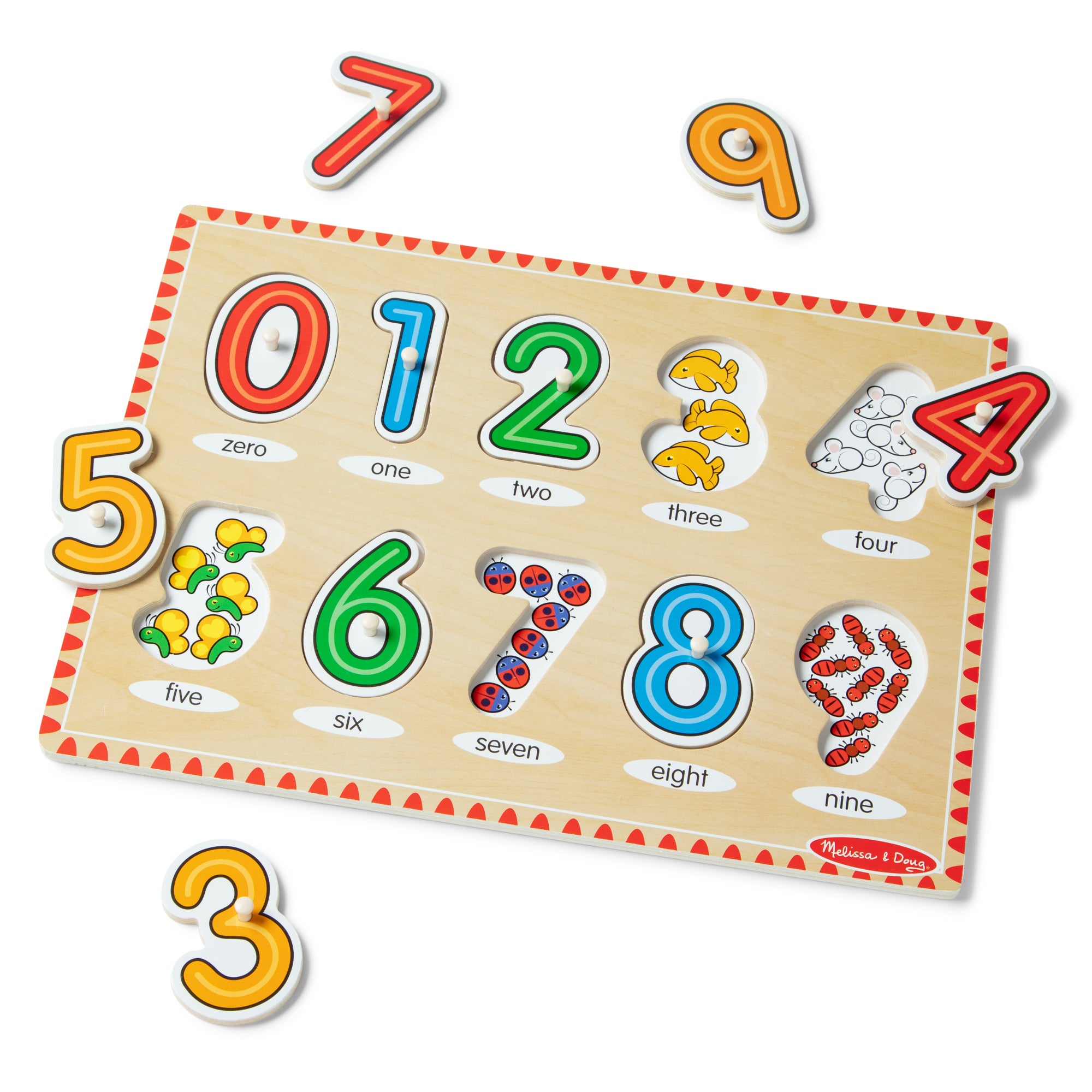 Melissa & Doug Lift & See Numbers Peg Puzzle - 10 Pieces - Image 4