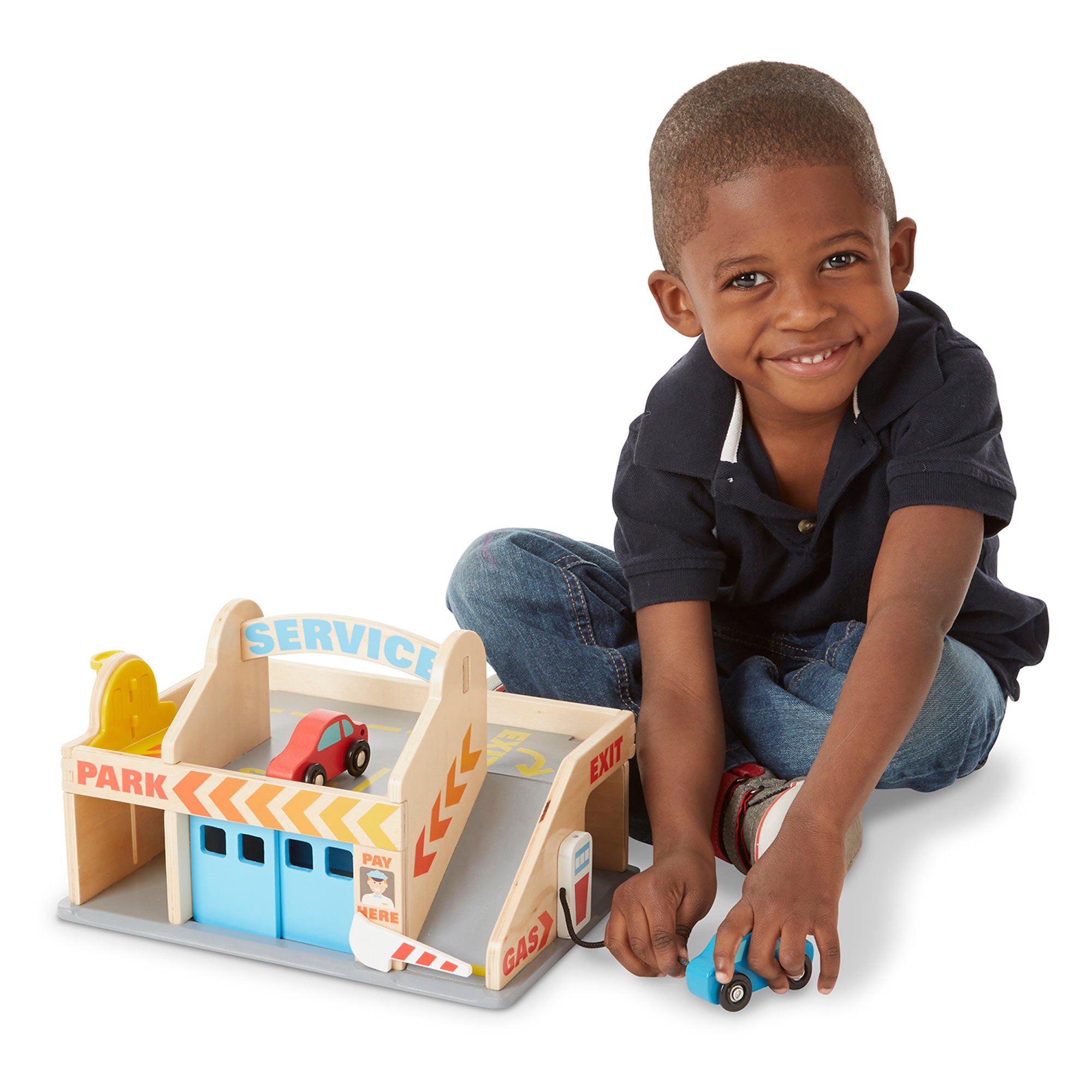 Melissa & Doug Wooden Service Station Parking Garage - Image 8