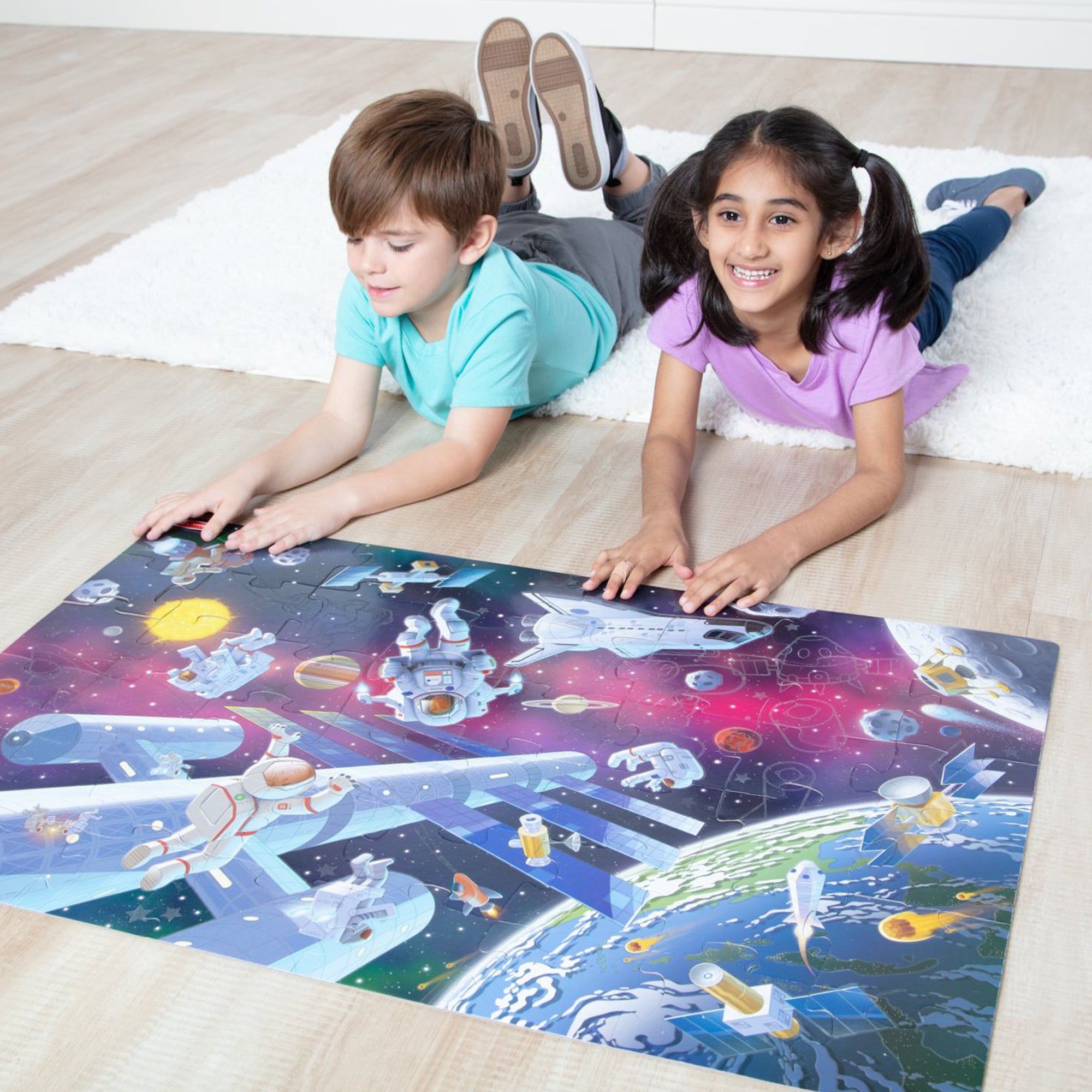 Melissa & Doug Outer Space Glow-in-the-Dark Floor Puzzle ?C 48 Pieces - Image 2