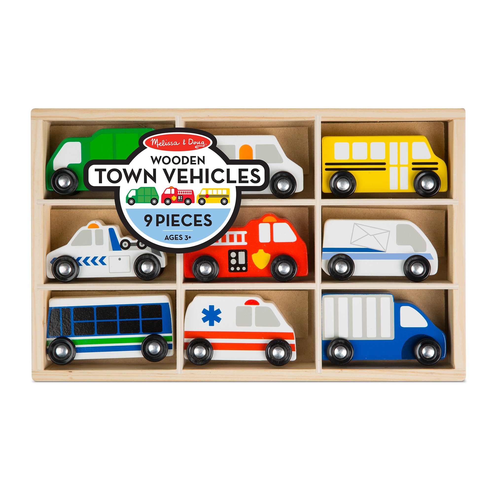 Melissa & Doug Wooden Town Vehicles Set - Image 3