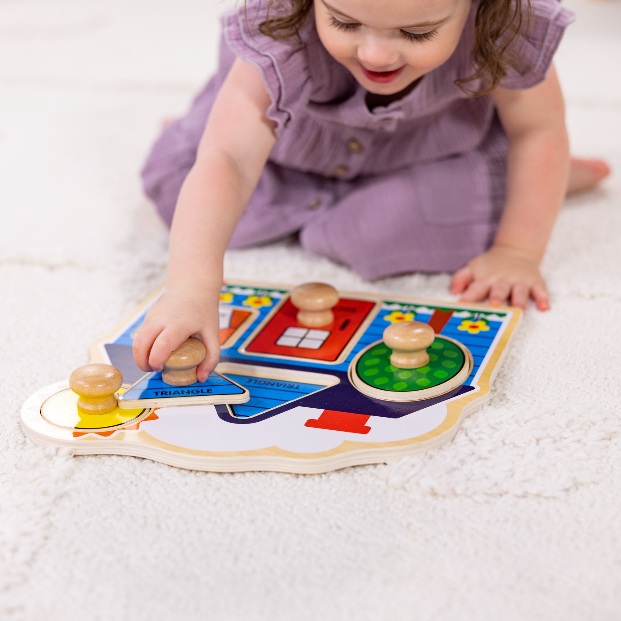 Melissa & Doug First Shapes Jumbo Peg Puzzle - 5 Pieces - Image 2