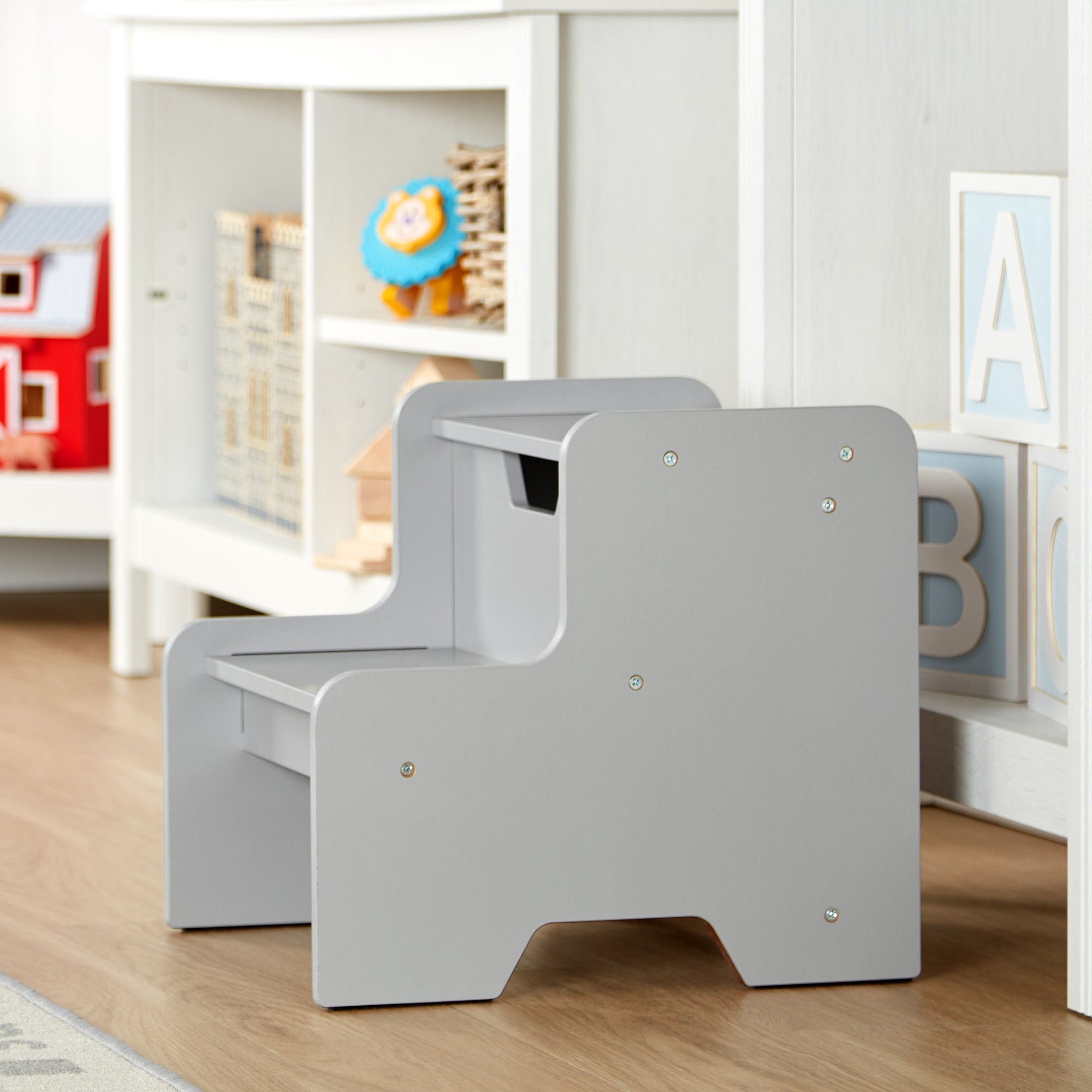 Melissa & Doug Wooden Step Stool ?C Gray - Image 9