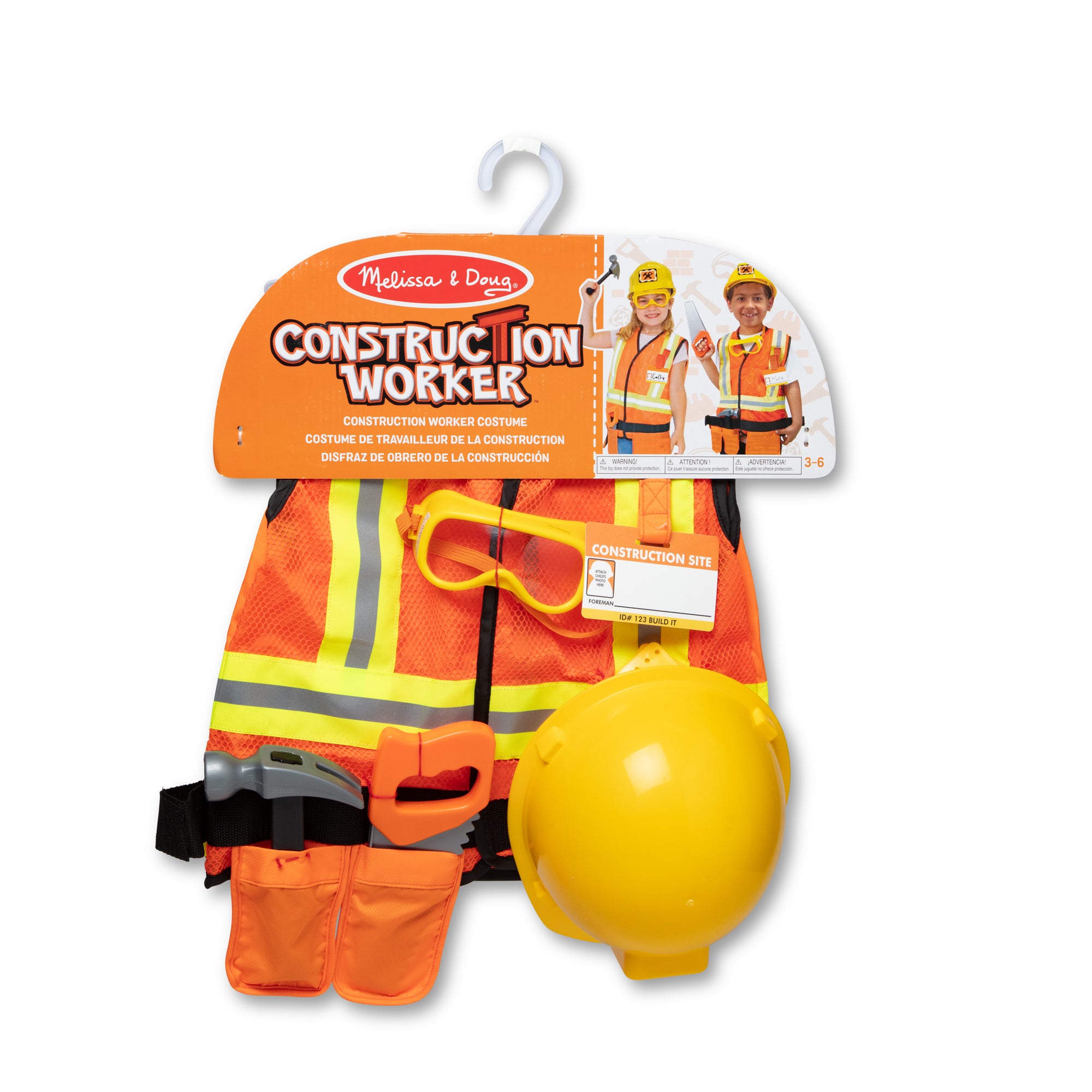Melissa & Doug Construction Worker Costume Role Play Set - Image 3