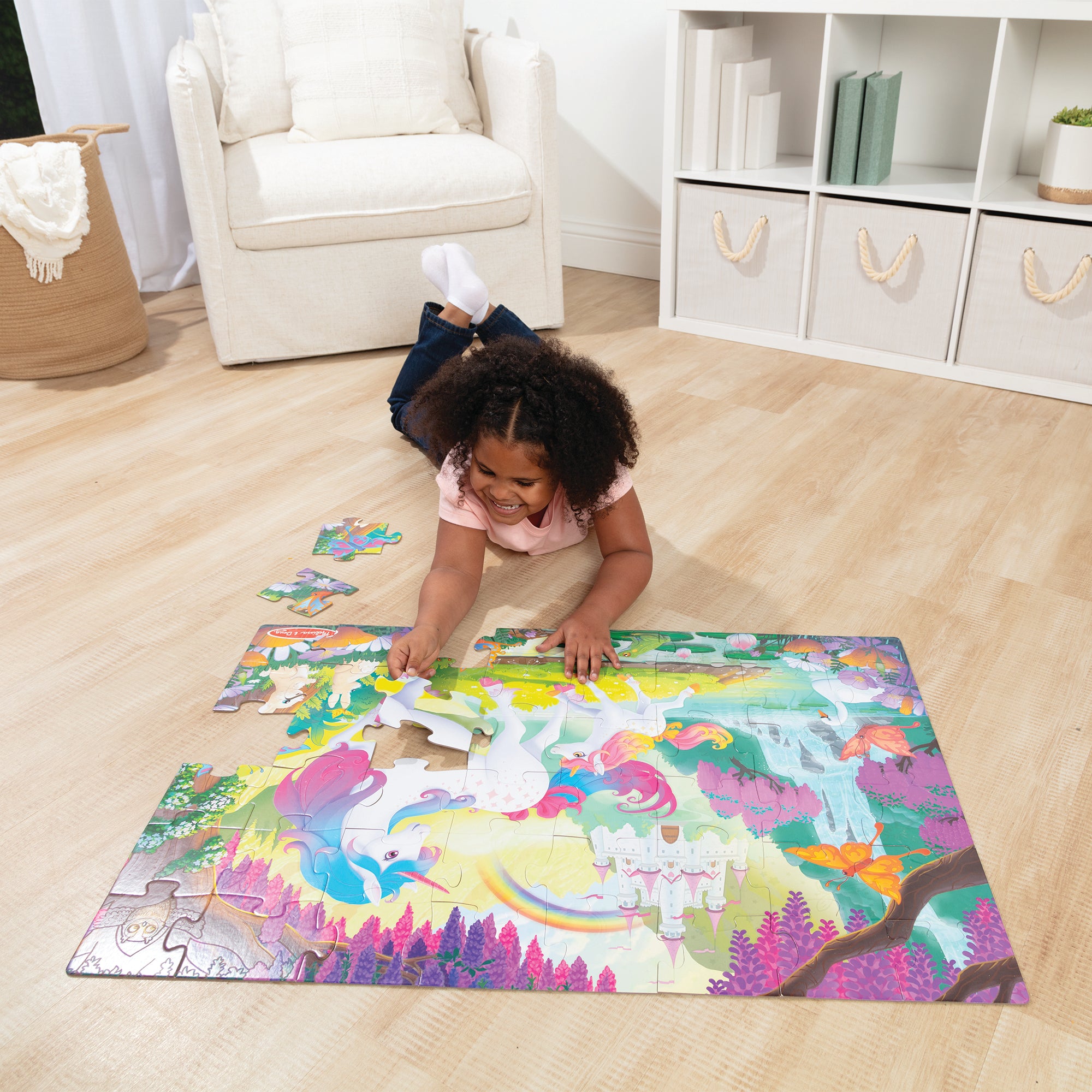 Melissa & Doug Glow-in-the-Dark Unicorn Floor Puzzle - 48 Pieces - Image 3