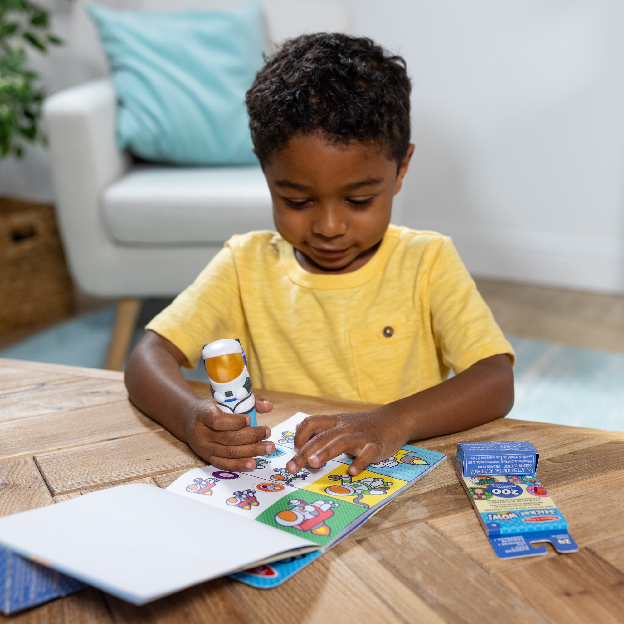 Melissa & Doug Sticker WOW!? Astronaut Bundle: Activity Pad & Sticker Stamper + Mini Activity Pad and 200 Refill Stickers - Image 7
