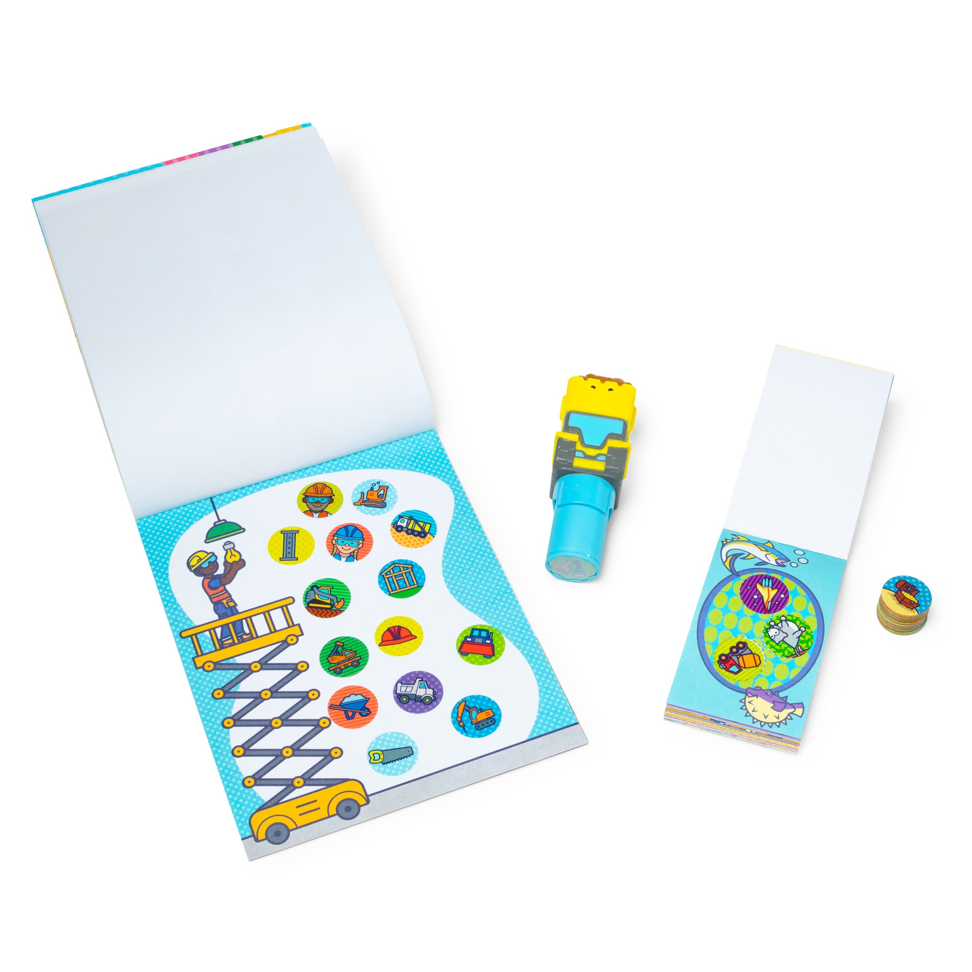 Melissa & Doug Sticker WOW!? Bulldozer Bundle: Activity Pad & Sticker Stamper + Mini Activity Pad and 200 Refill Stickers - Image 4