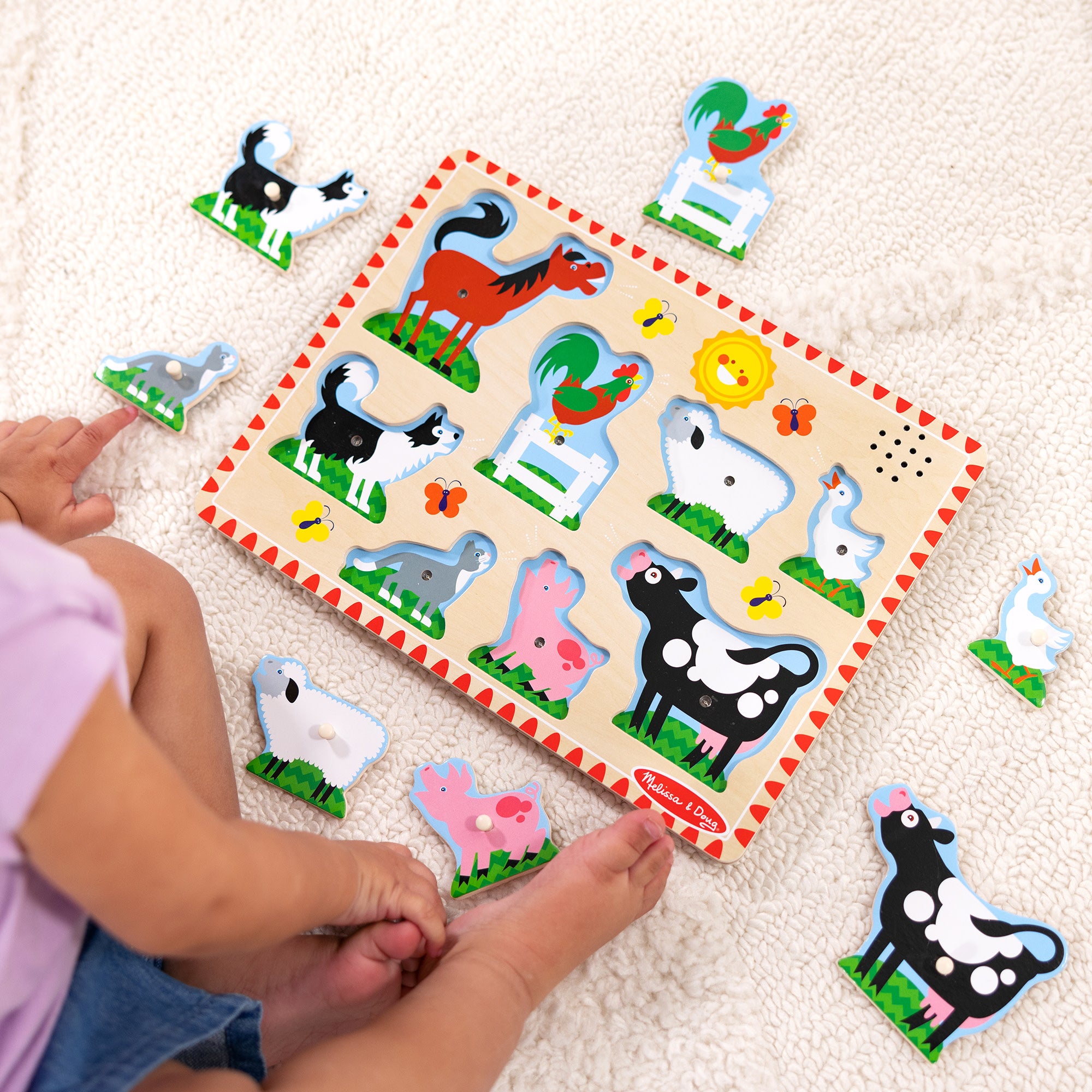 Melissa & Doug Wooden Sound Puzzle 2-Pack ?C Farm Animals, Vehicles - Image 2