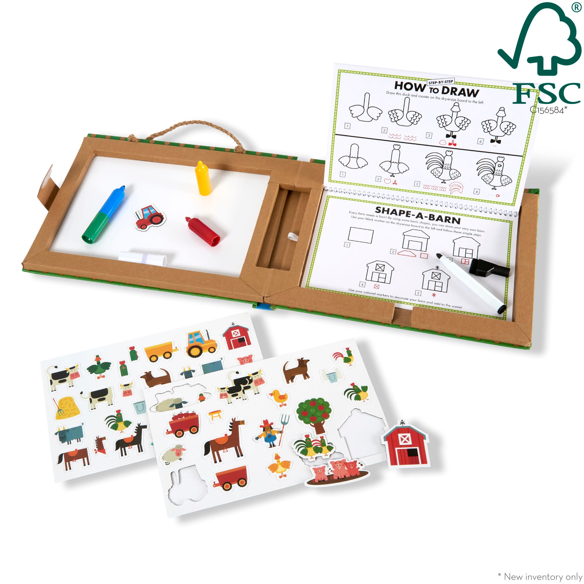 Melissa & Doug Natural Play: Play, Draw, Create Reusable Drawing & Magnet Kit ?C Farm - Image 3