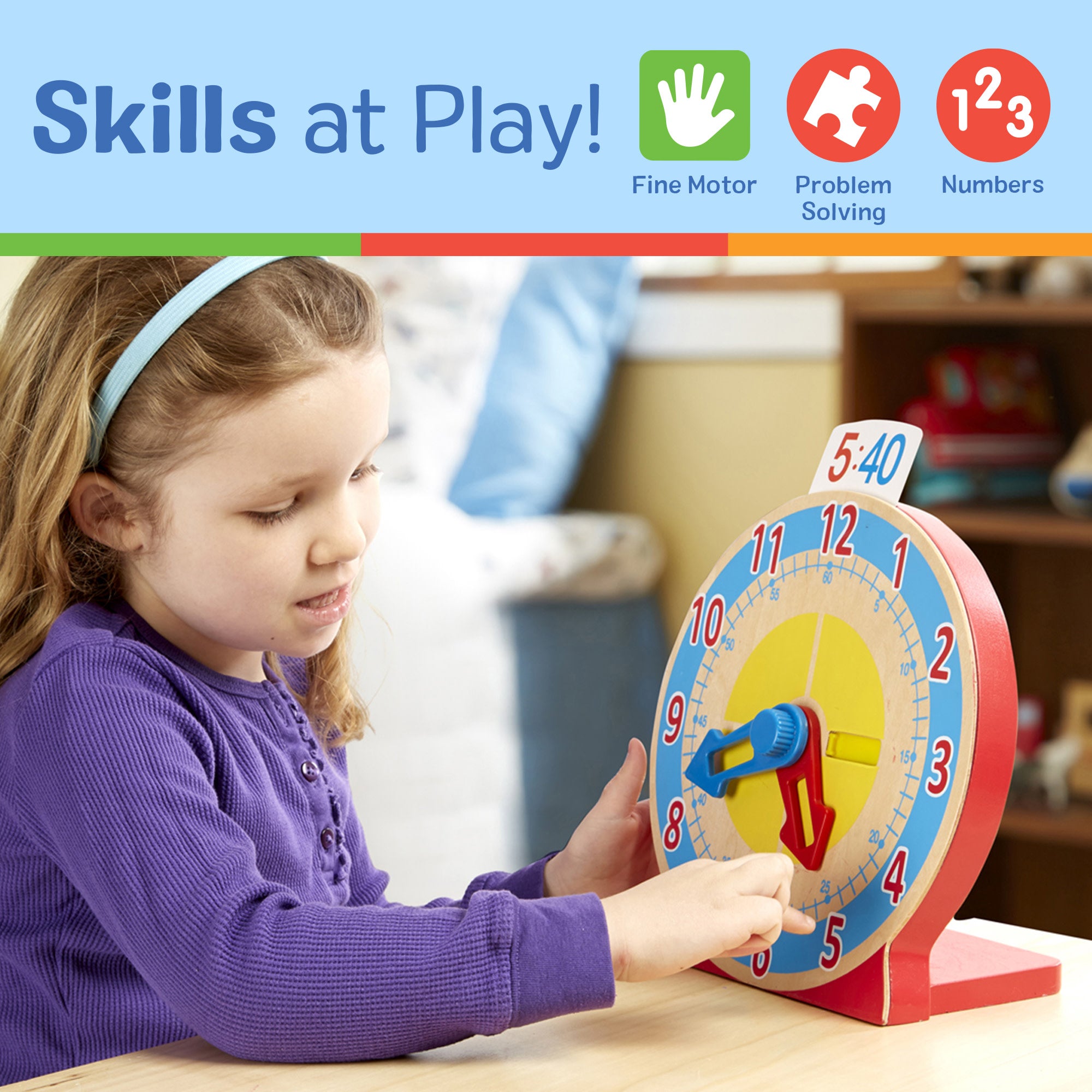 Melissa & Doug Turn & Tell Wooden Clock - Image 5