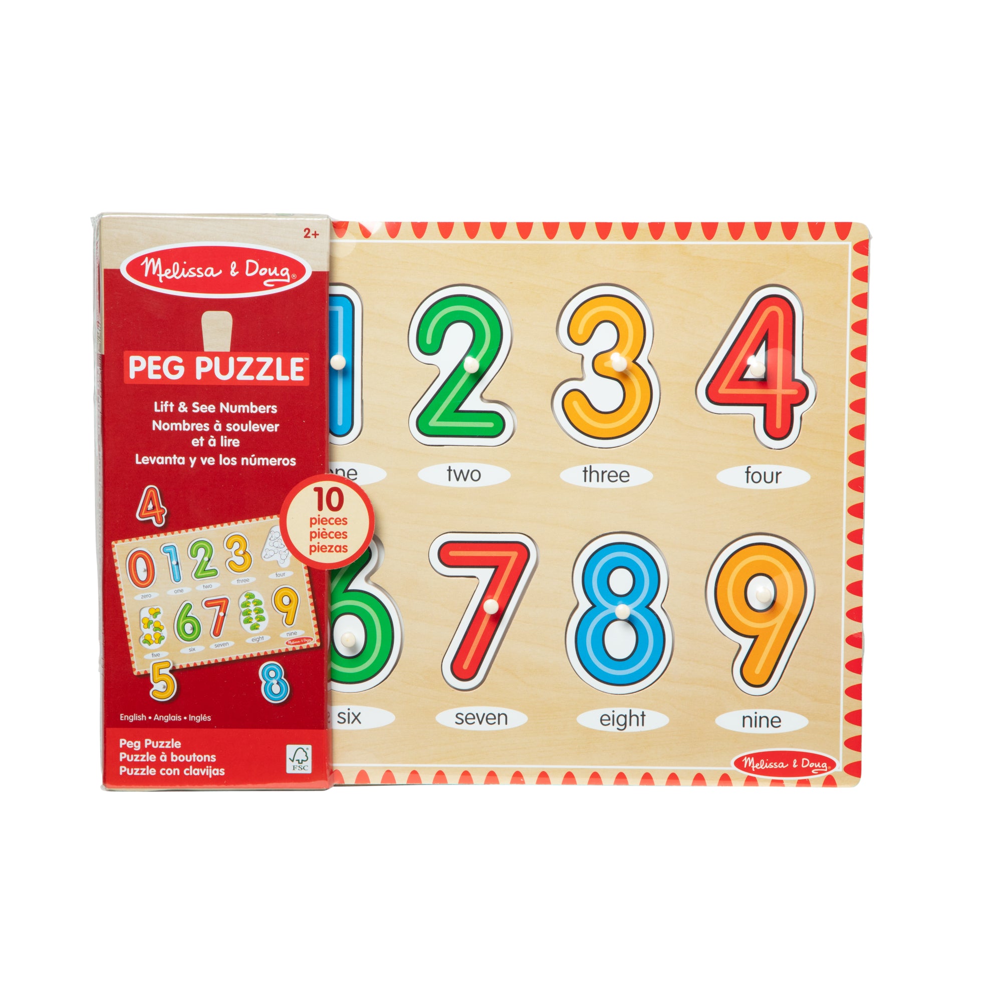 Melissa & Doug Lift & See Numbers Peg Puzzle - 10 Pieces - Image 3