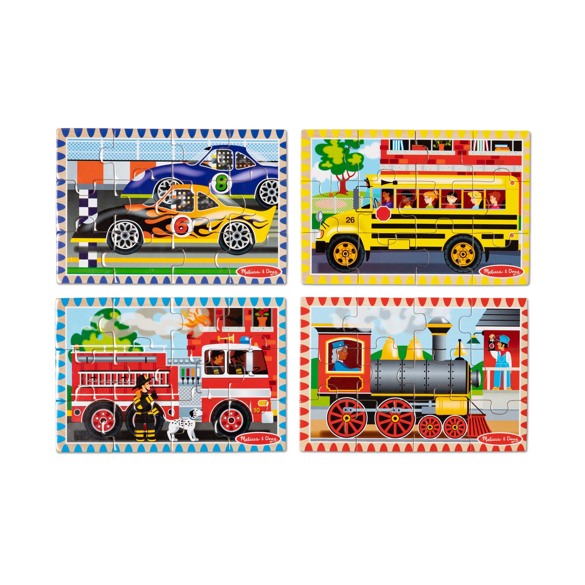 Melissa & Doug Wooden Jigsaw Puzzles in a Box - Vehicles - Image 4
