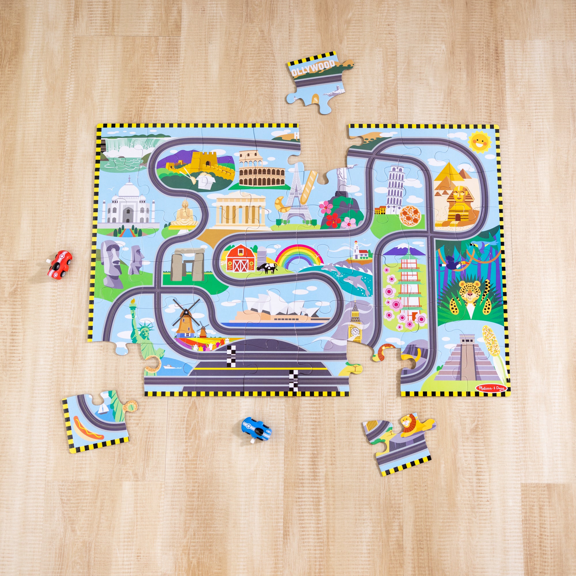 Melissa & Doug Race Around the World Tracks Floor Puzzle - 48 Pieces - Image 17
