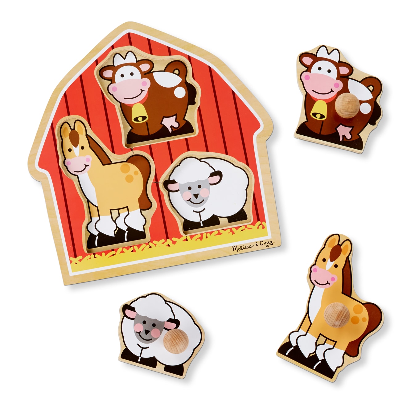 Melissa & Doug Barnyard Animals Jumbo Knob Puzzle - 3 Pieces - Image 4