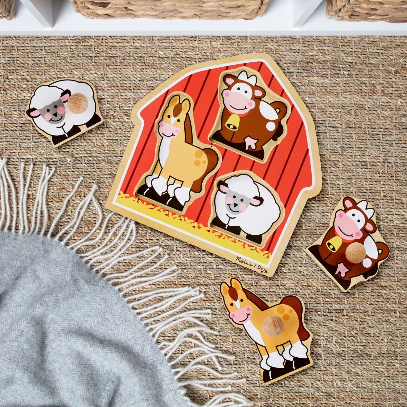 Melissa & Doug Barnyard Animals Jumbo Knob Puzzle - 3 Pieces - Image 9
