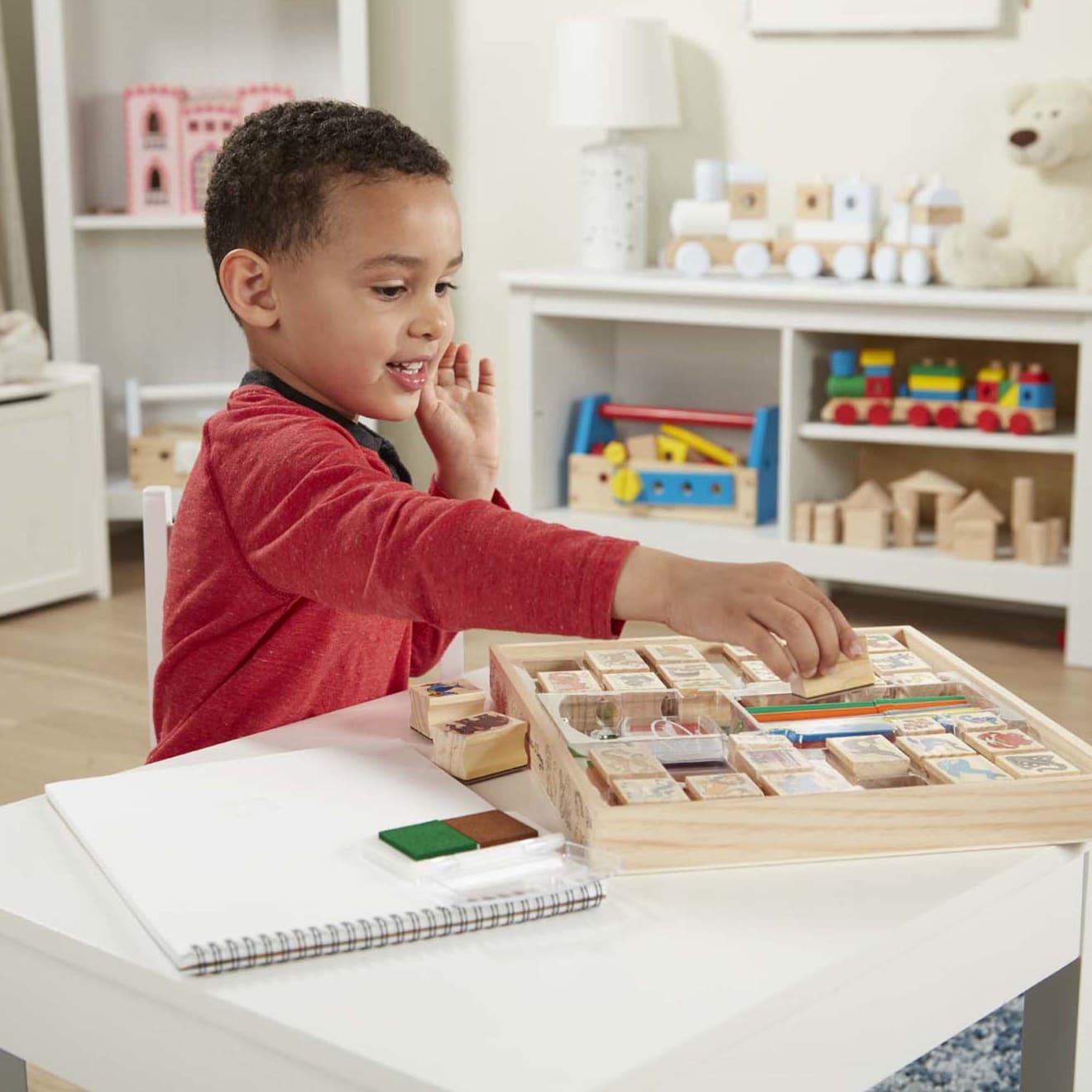 Melissa & Doug Deluxe Wooden Stamp Set - Animals - Image 2