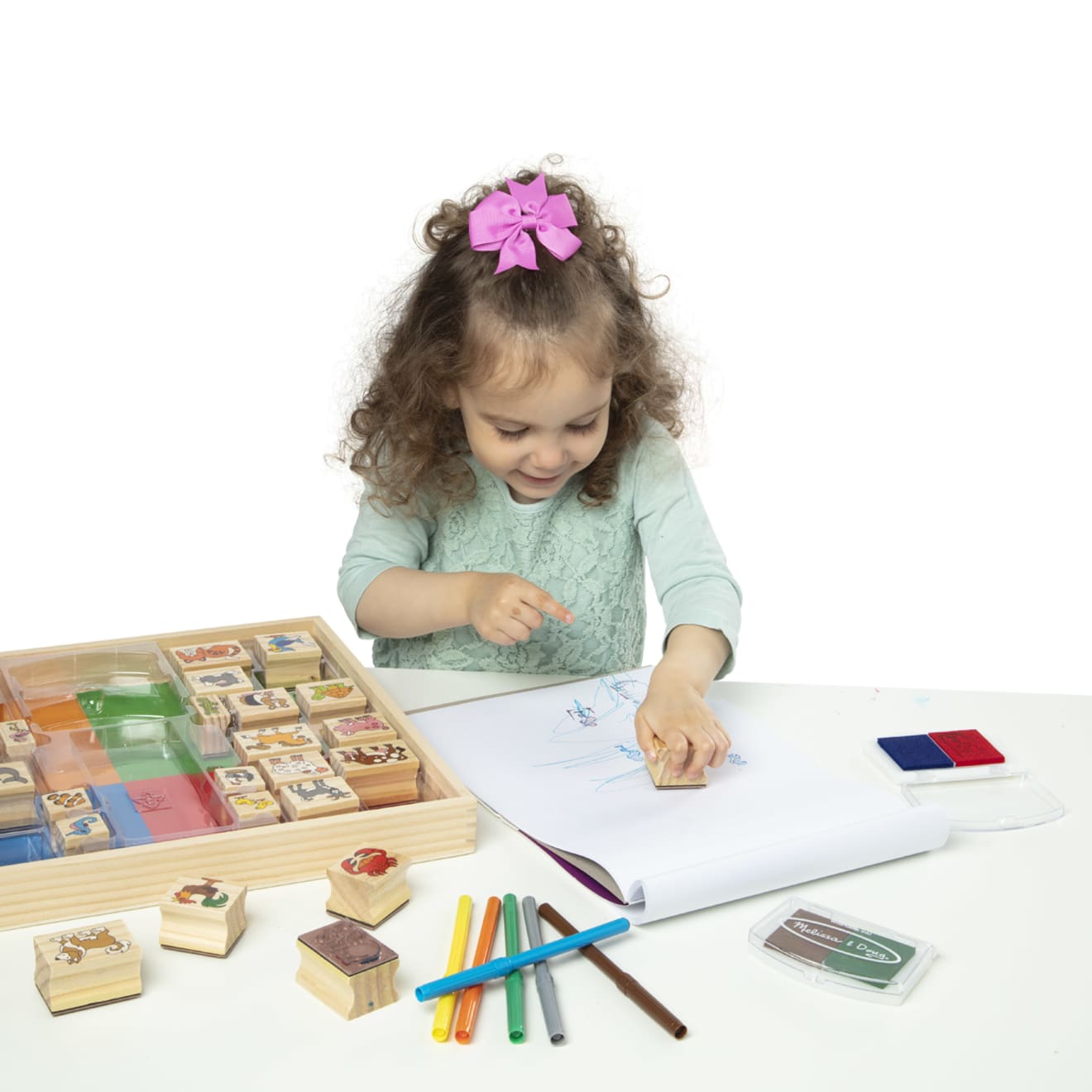 Melissa & Doug Deluxe Wooden Stamp Set - Animals - Image 3