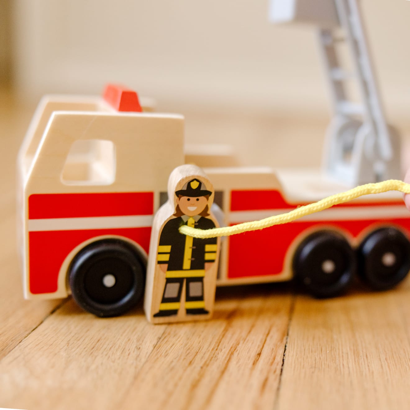 Melissa & Doug Classic Wooden Fire Truck Play Set - Image 9