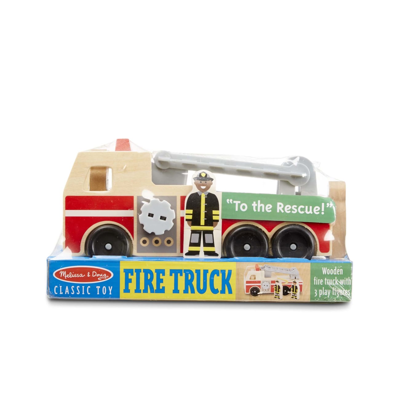 Melissa & Doug Classic Wooden Fire Truck Play Set - Image 3