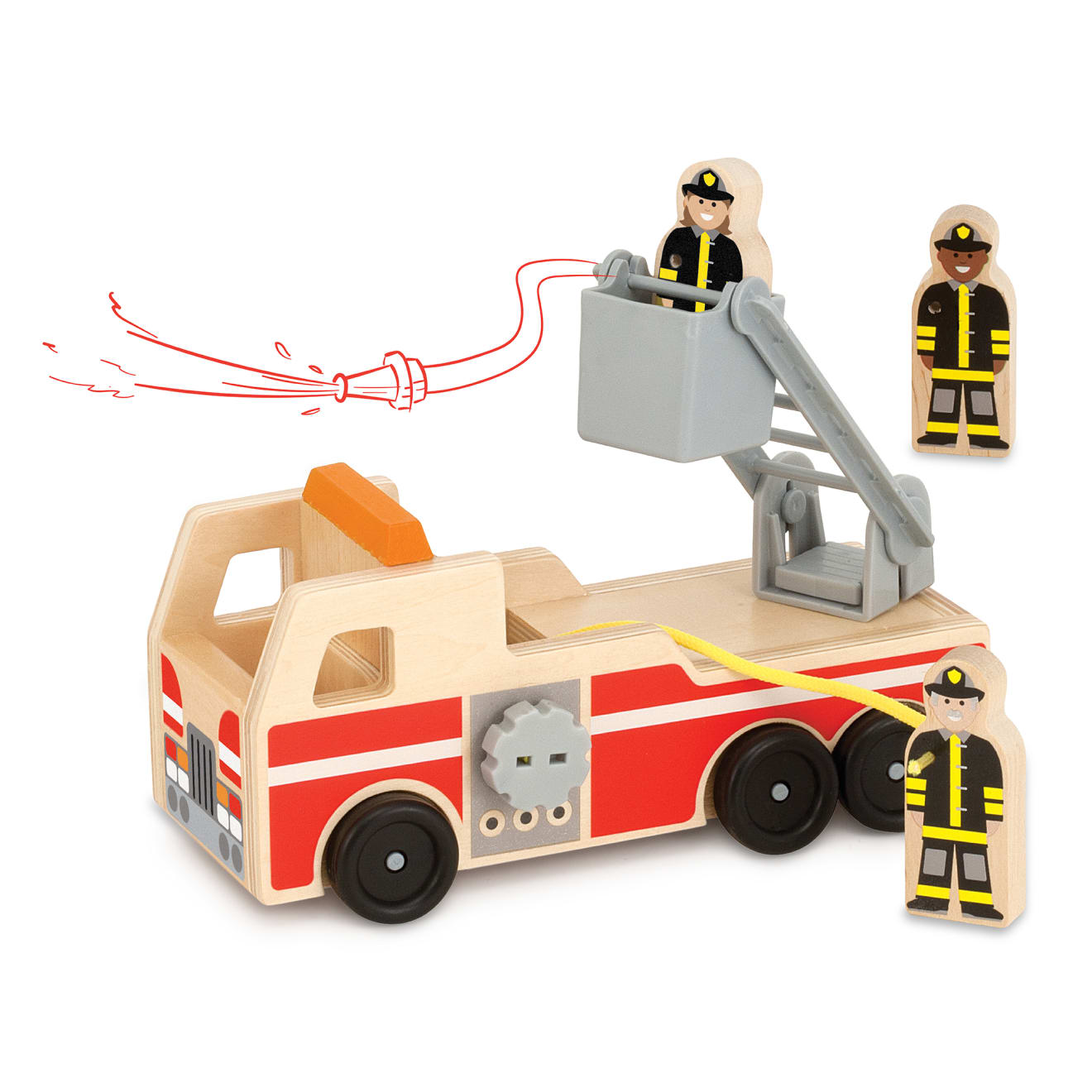 Melissa & Doug Classic Wooden Fire Truck Play Set - Image 4
