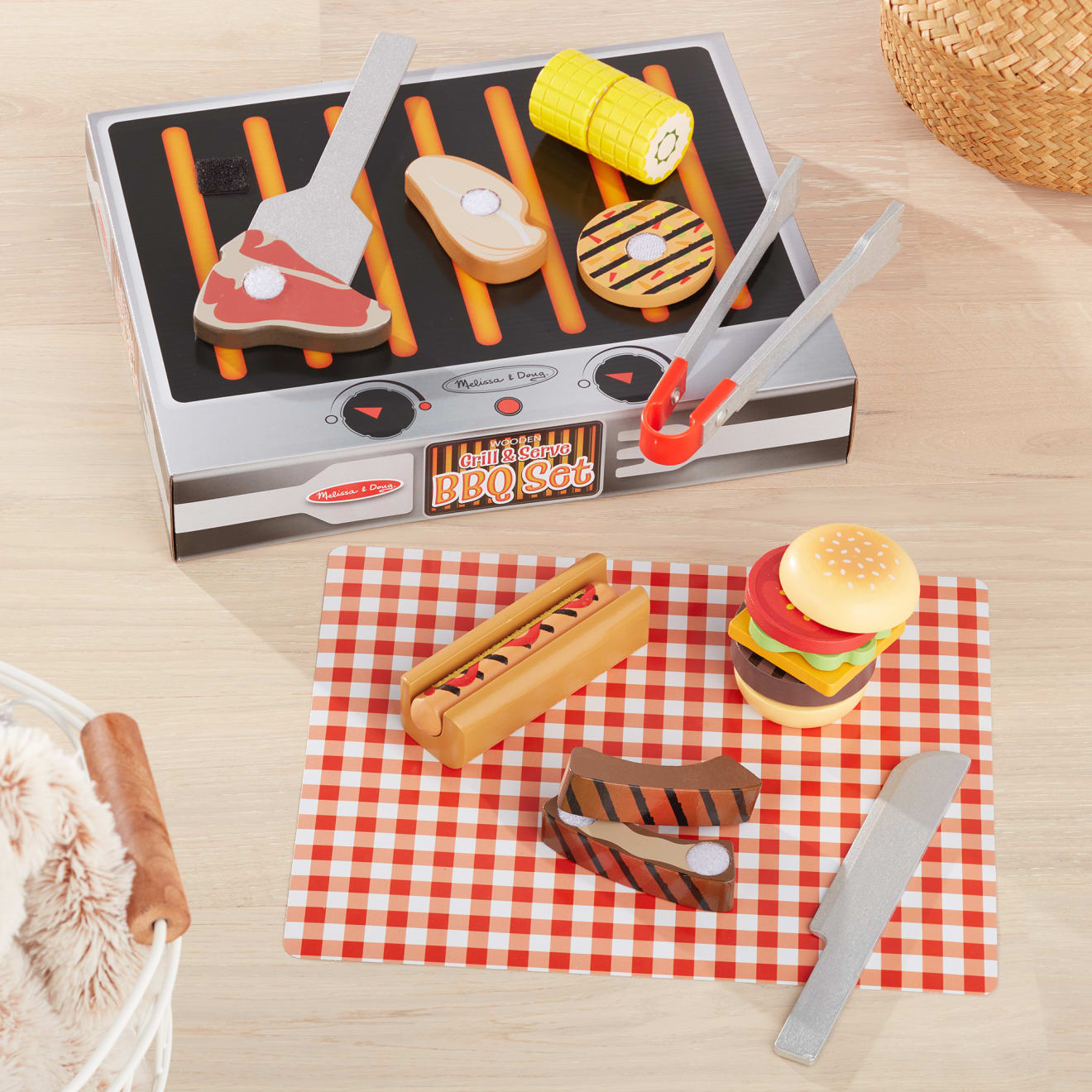 Melissa & Doug Wooden Grill & Serve BBQ Set - Image 9