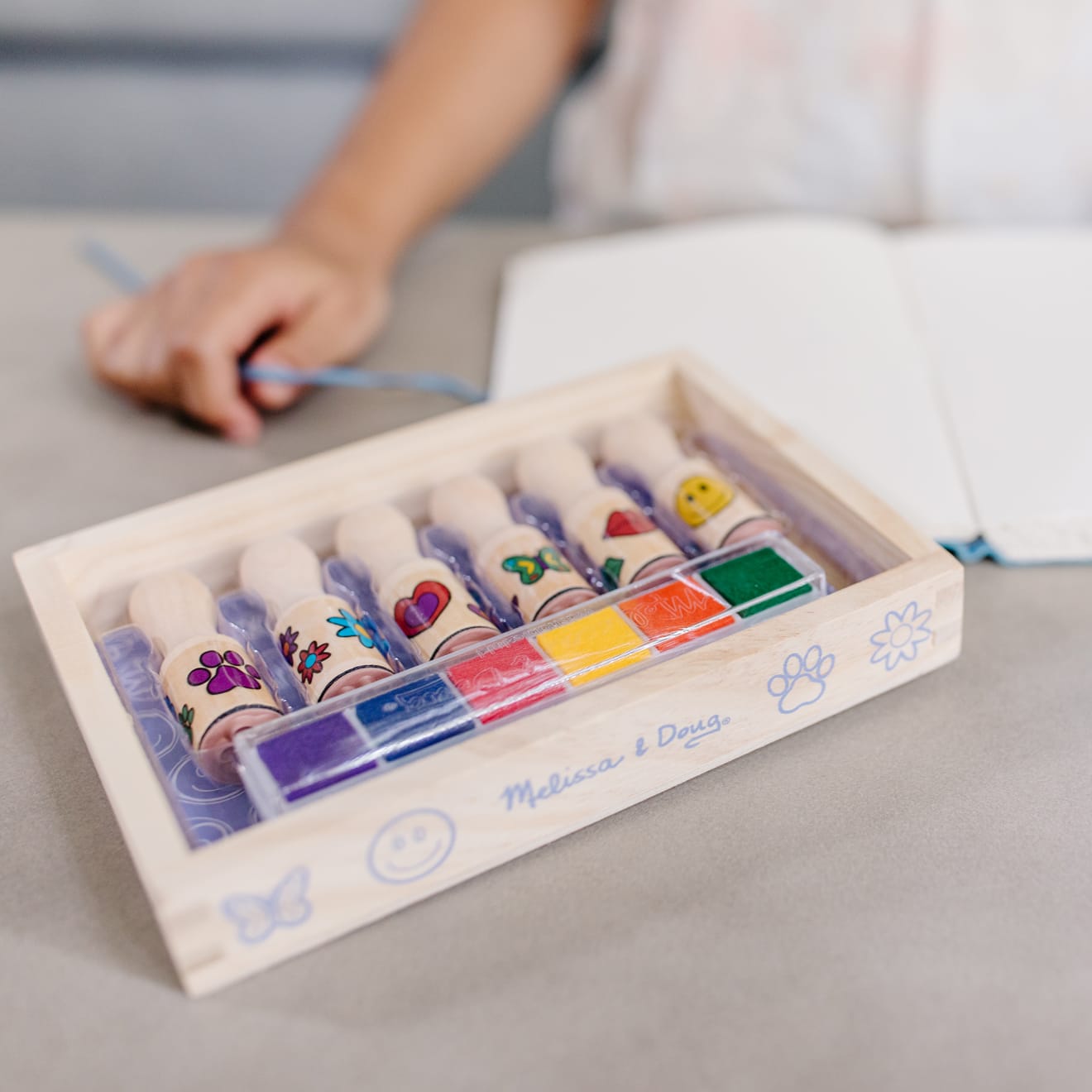 Melissa & Doug Wooden Stamp Set - Happy Handles - Image 5