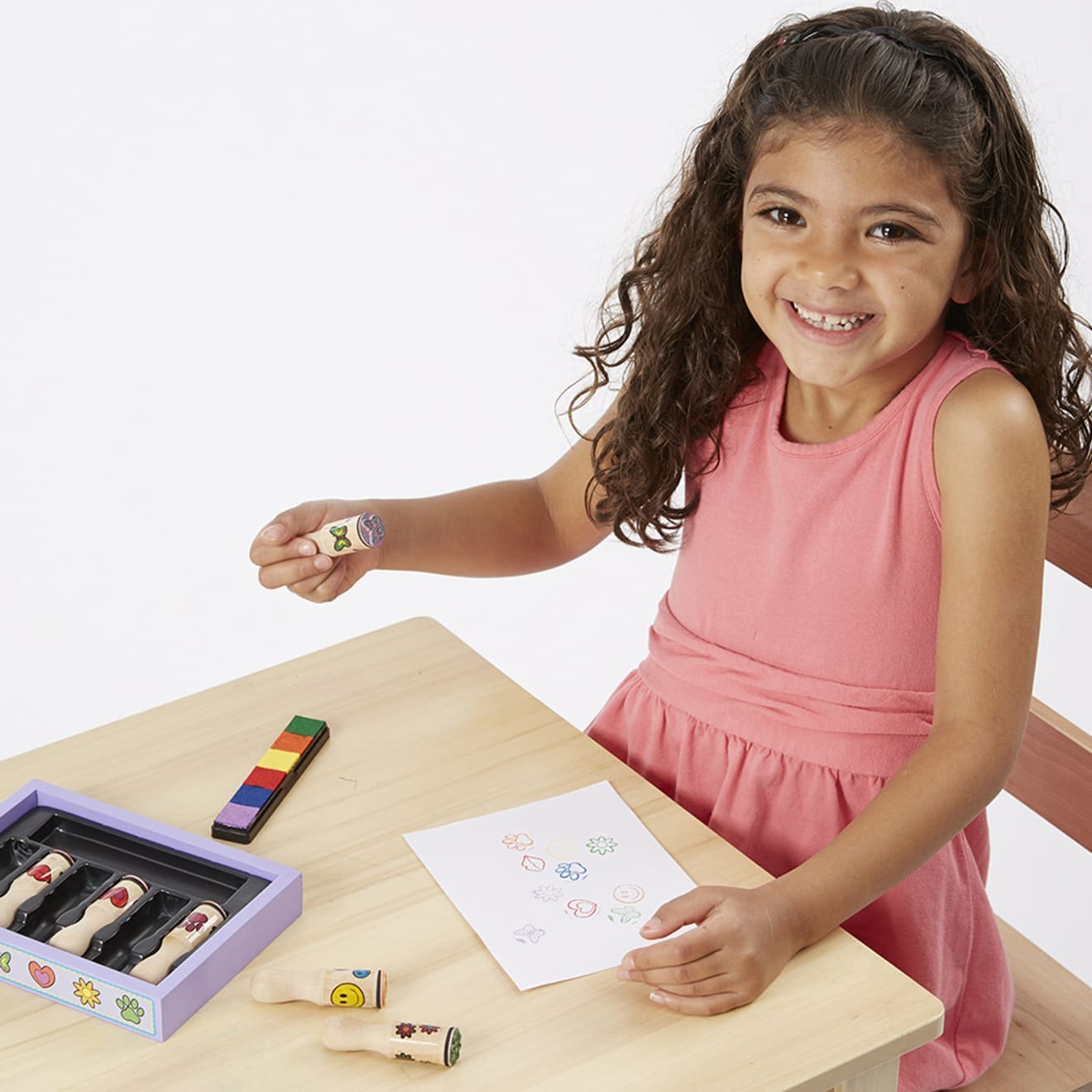 Melissa & Doug Wooden Stamp Set - Happy Handles - Image 8