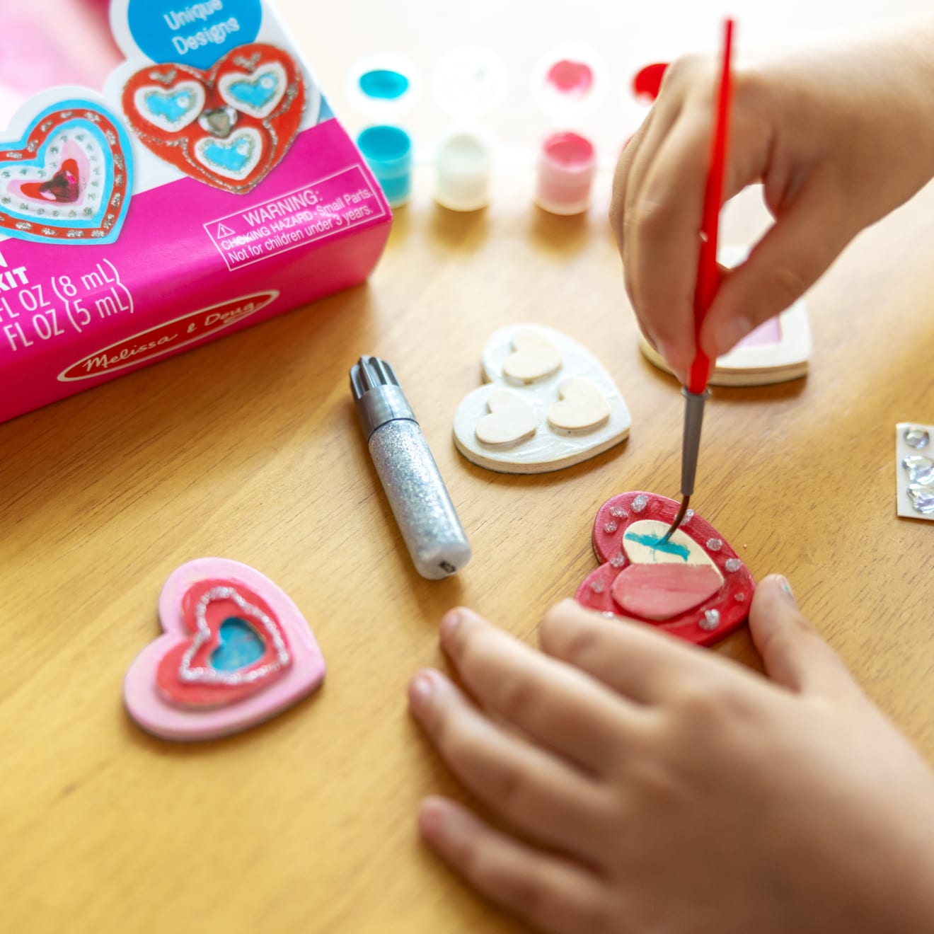 Melissa & Doug Created by Me! Heart Magnets Wooden Craft Kit - Image 5