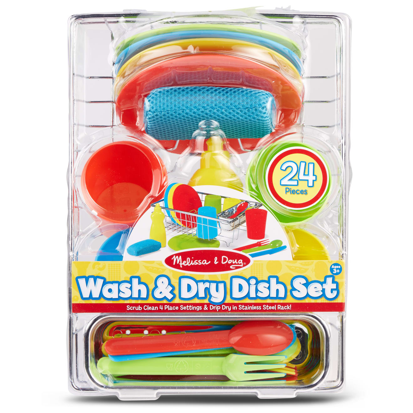Melissa & Doug Let's Play House! Wash & Dry Dish Set - Image 3