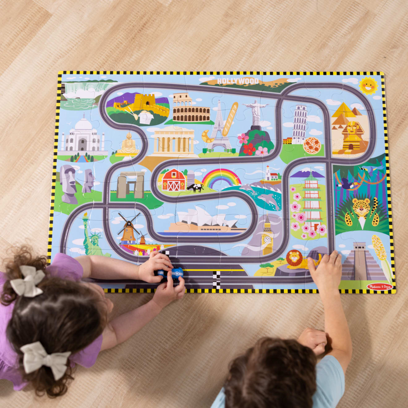Melissa & Doug Race Around the World Tracks Floor Puzzle - 48 Pieces - Image 6