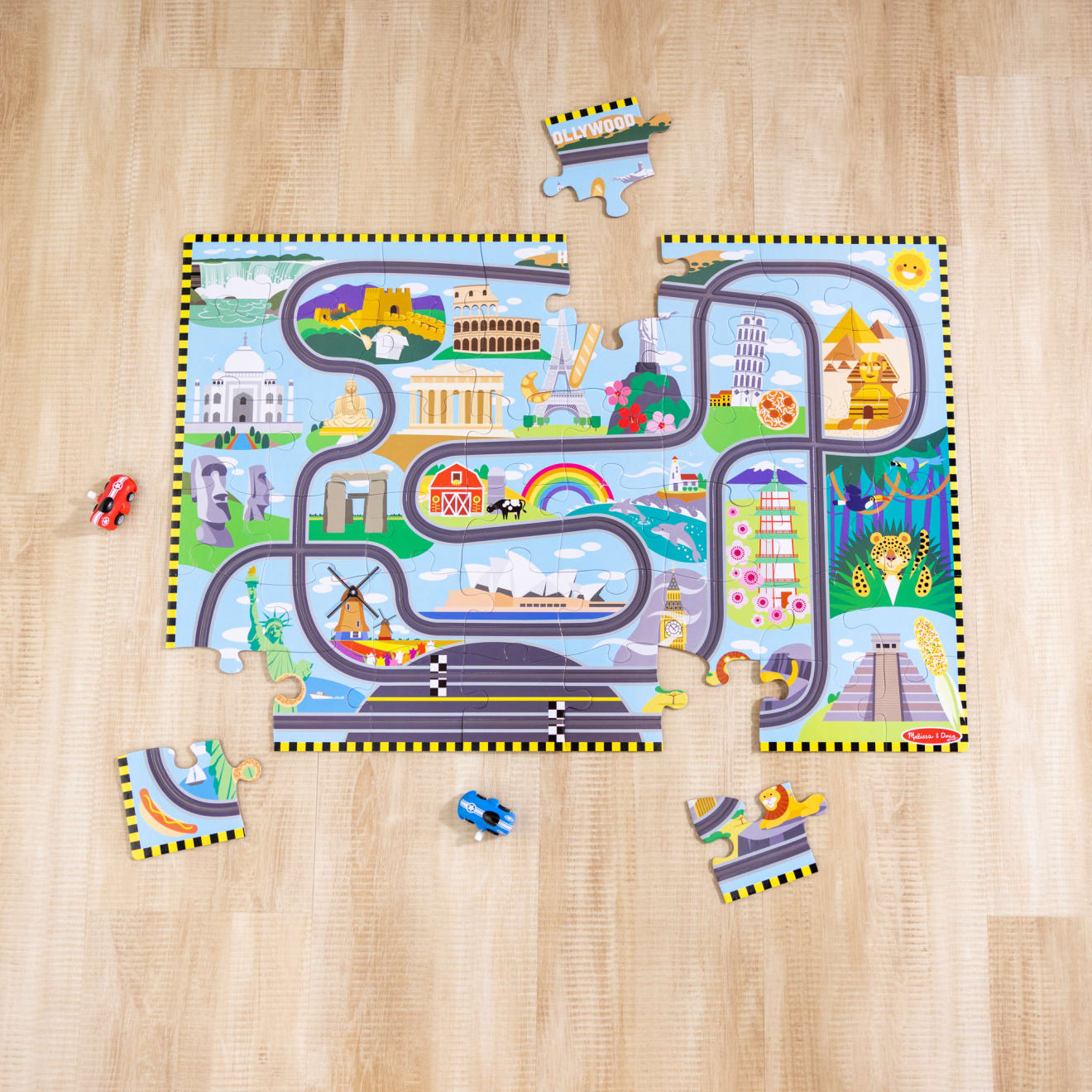 Melissa & Doug Race Around the World Tracks Floor Puzzle - 48 Pieces - Image 4