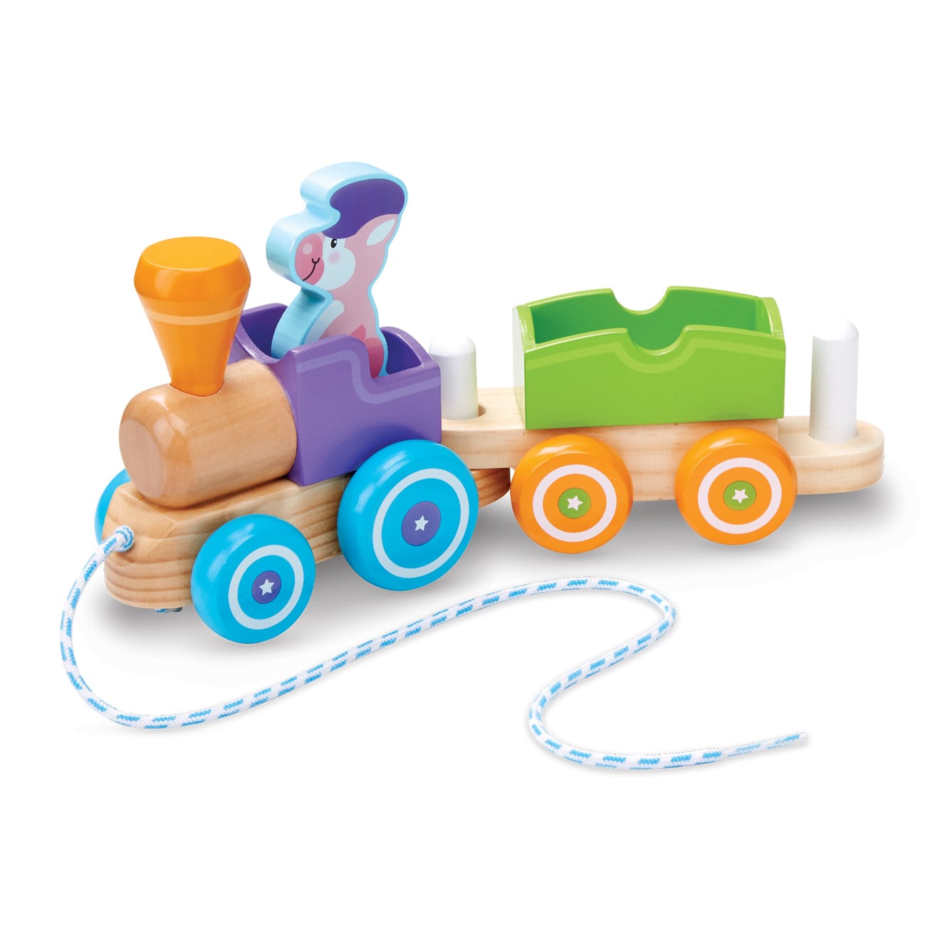 Melissa & Doug First Play Wooden Rocking Farm Animals Pull Train - Image 6