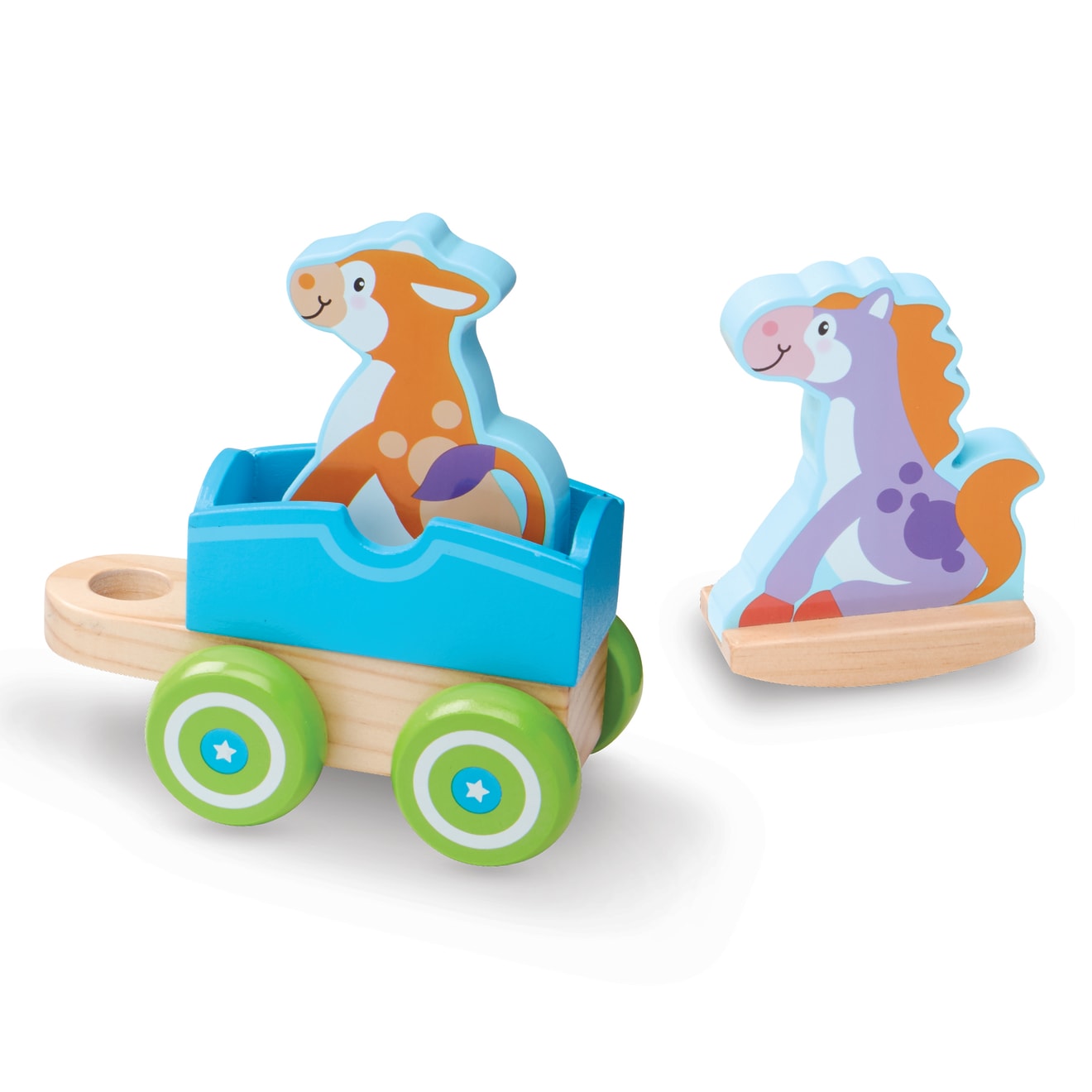 Melissa & Doug First Play Wooden Rocking Farm Animals Pull Train - Image 7