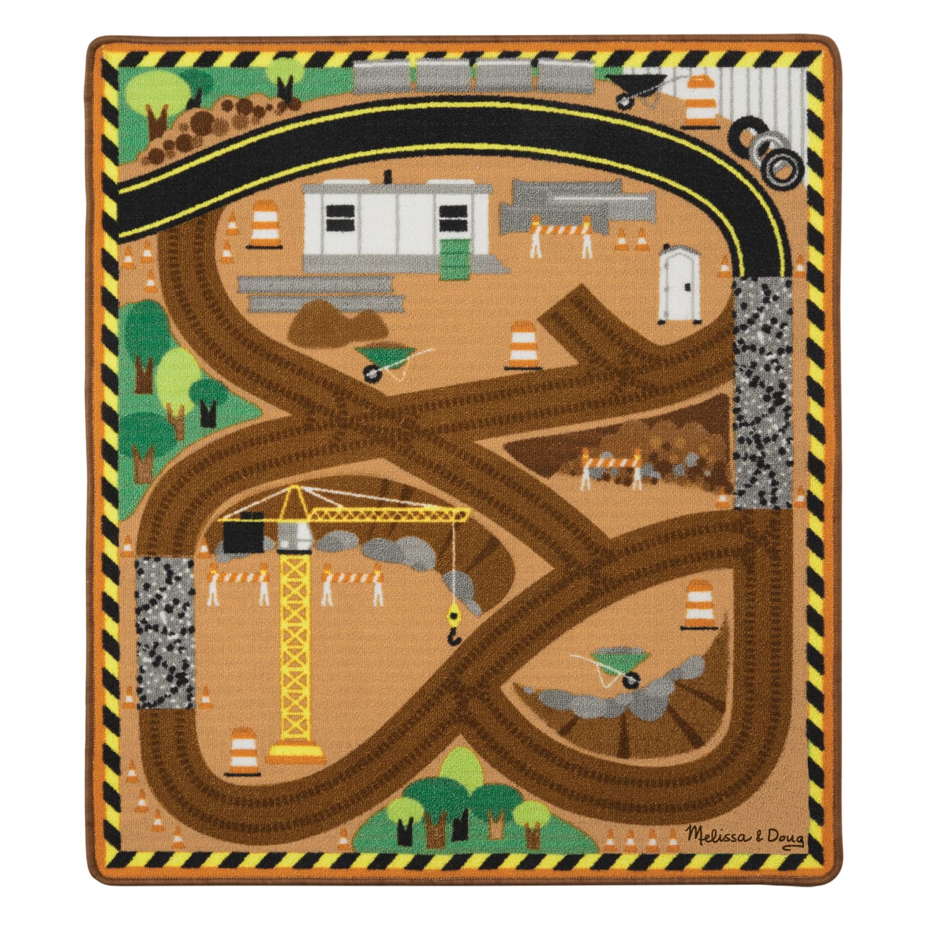 Melissa & Doug Round the Construction Zone Work Site Rug & Vehicle Set - Image 4