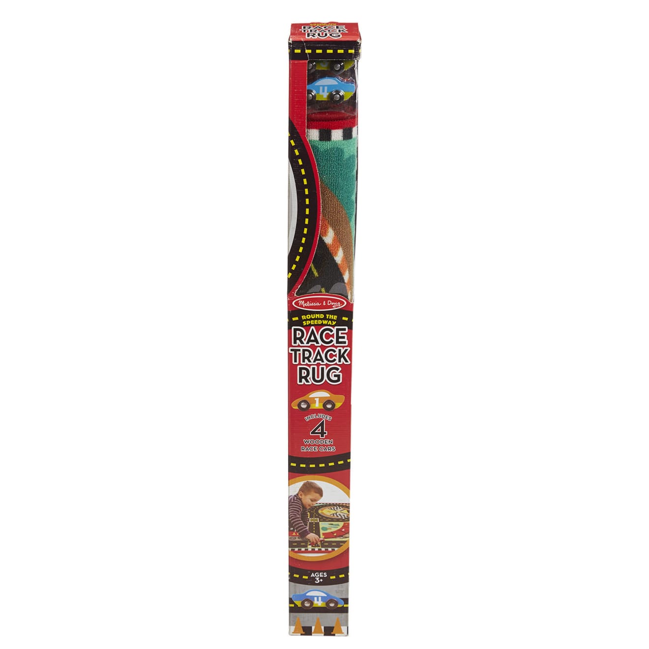 Melissa & Doug Round the Speedway Race Track Rug & Car Set - Image 3