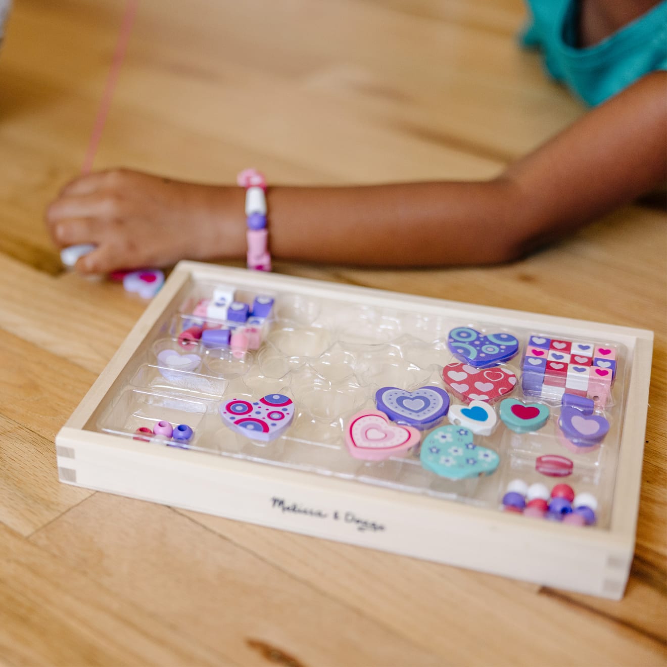 Melissa & Doug Created by Me! Heart Beads Wooden Bead Kit - Image 2