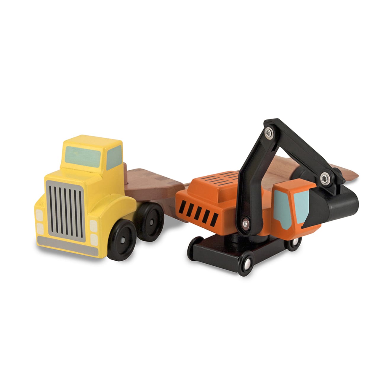 Melissa & Doug Trailer & Excavator Wooden Vehicles Play Set - Image 9