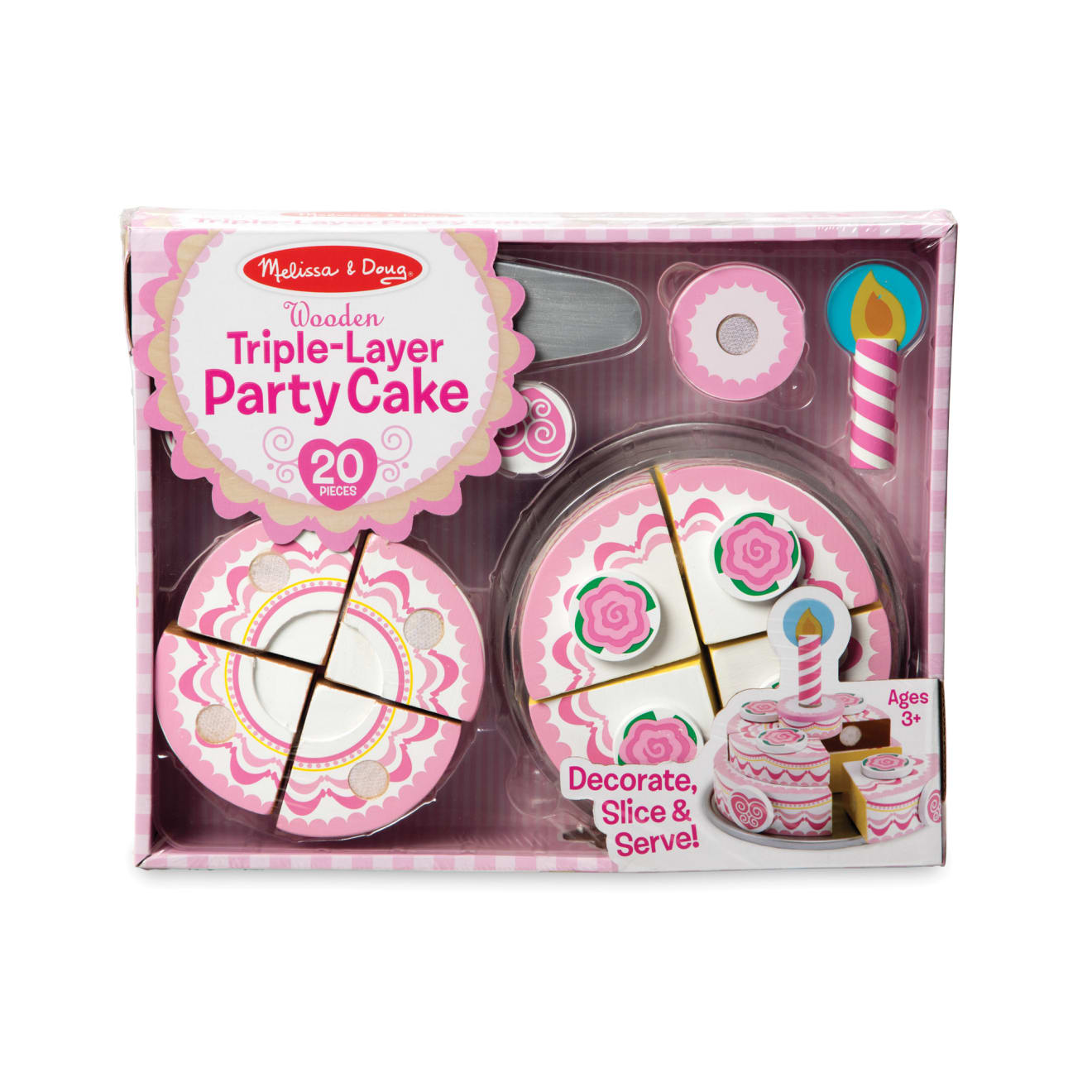 Melissa & Doug Triple-Layer Party Cake - Wooden Play Food - Image 3