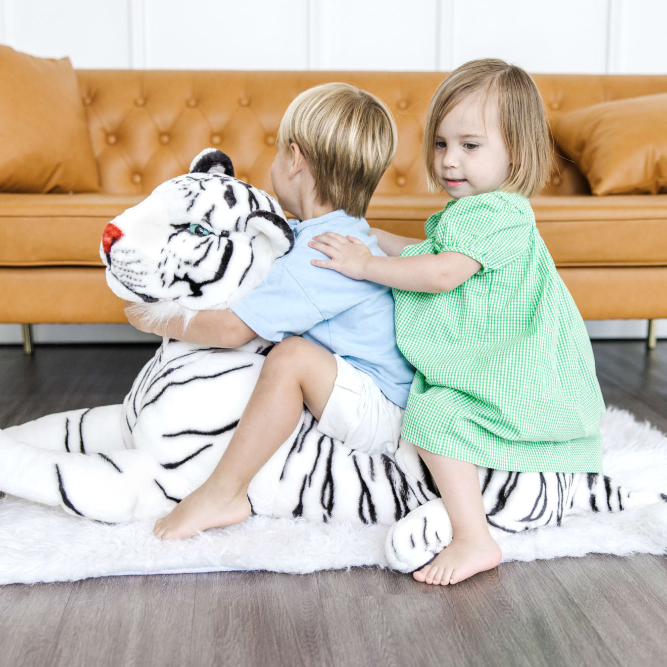 Melissa & Doug White Tiger Giant Stuffed Animal - Image 5