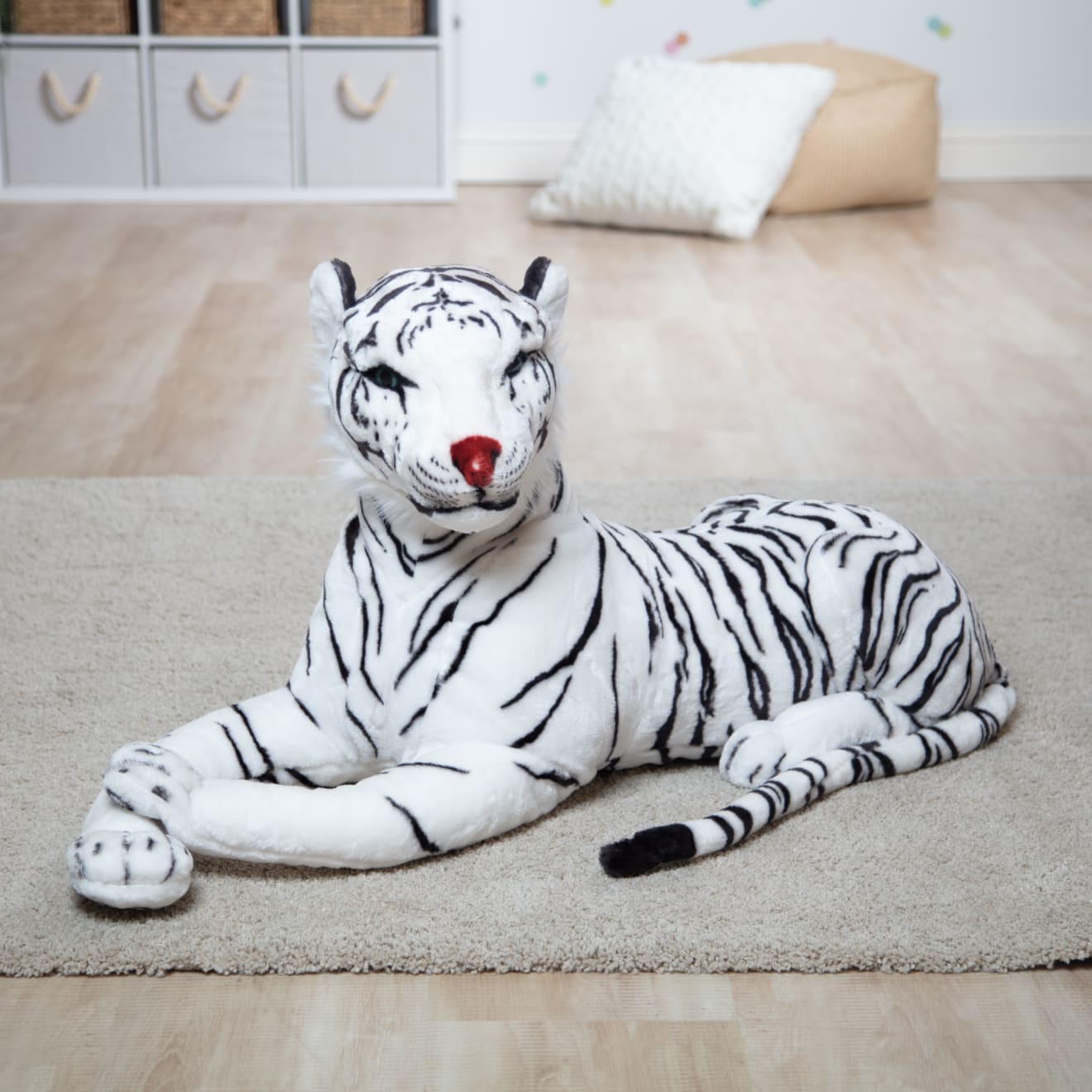 Melissa & Doug White Tiger Giant Stuffed Animal - Image 9