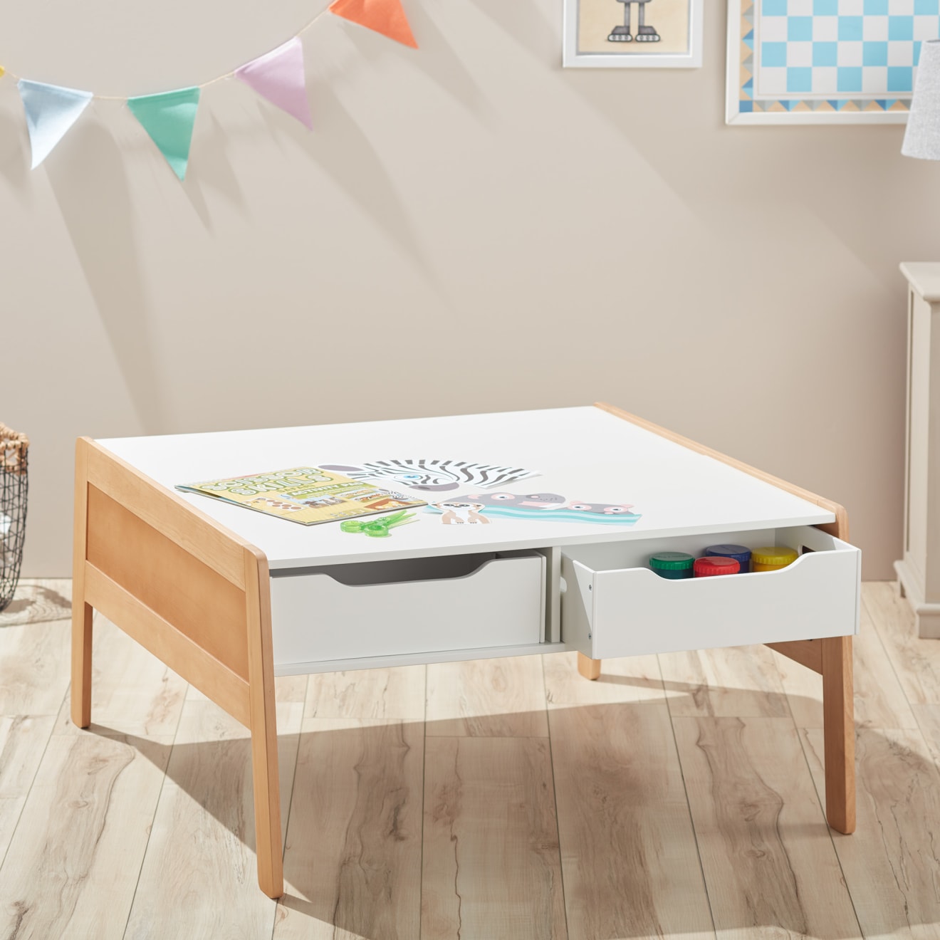 Melissa & Doug Wooden Art & Activity Table with Bins - Image 2