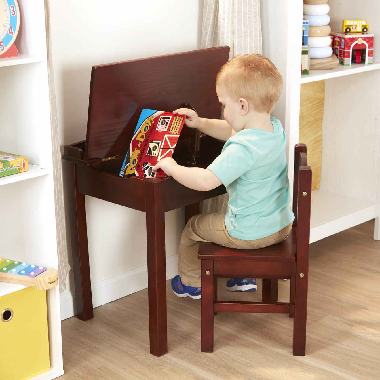 Melissa & Doug Child's Lift-Top Desk & Chair - Espresso - Image 6