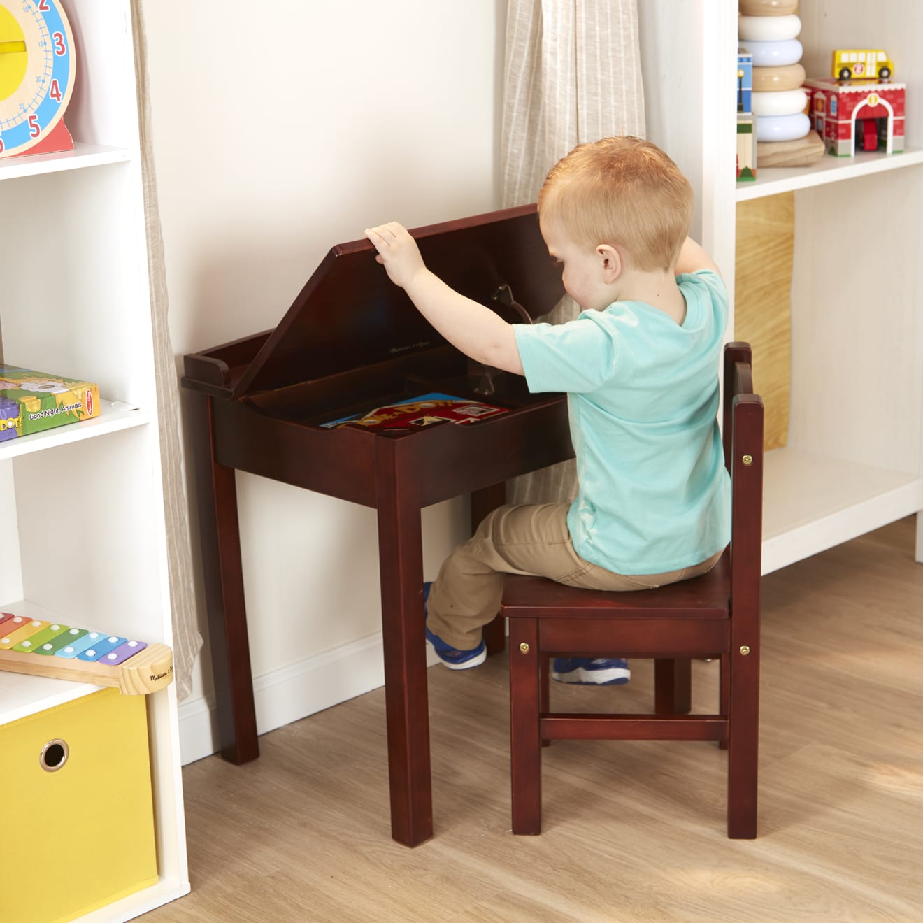 Melissa & Doug Child's Lift-Top Desk & Chair - Espresso - Image 7