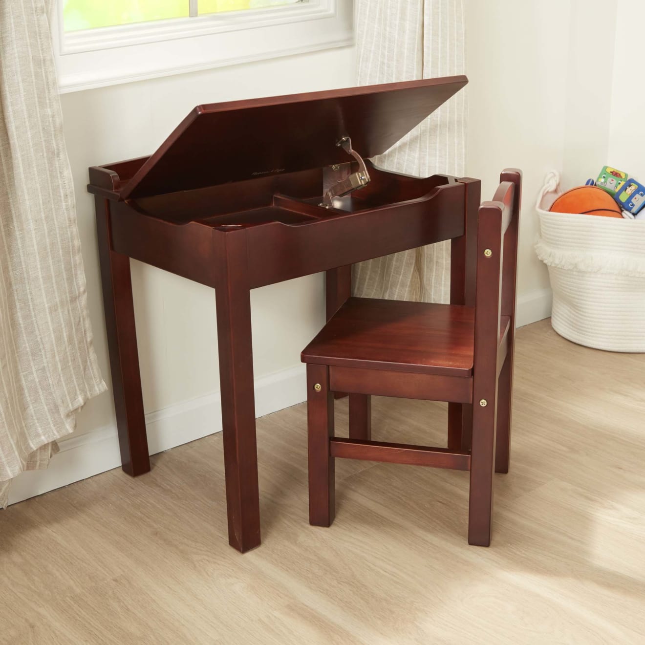Melissa & Doug Child's Lift-Top Desk & Chair - Espresso - Image 9