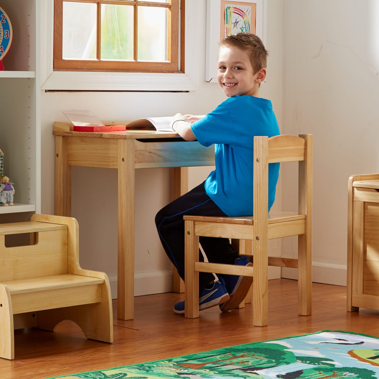 Melissa & Doug Child's Lift-Top Desk & Chair - Honey - Image 2