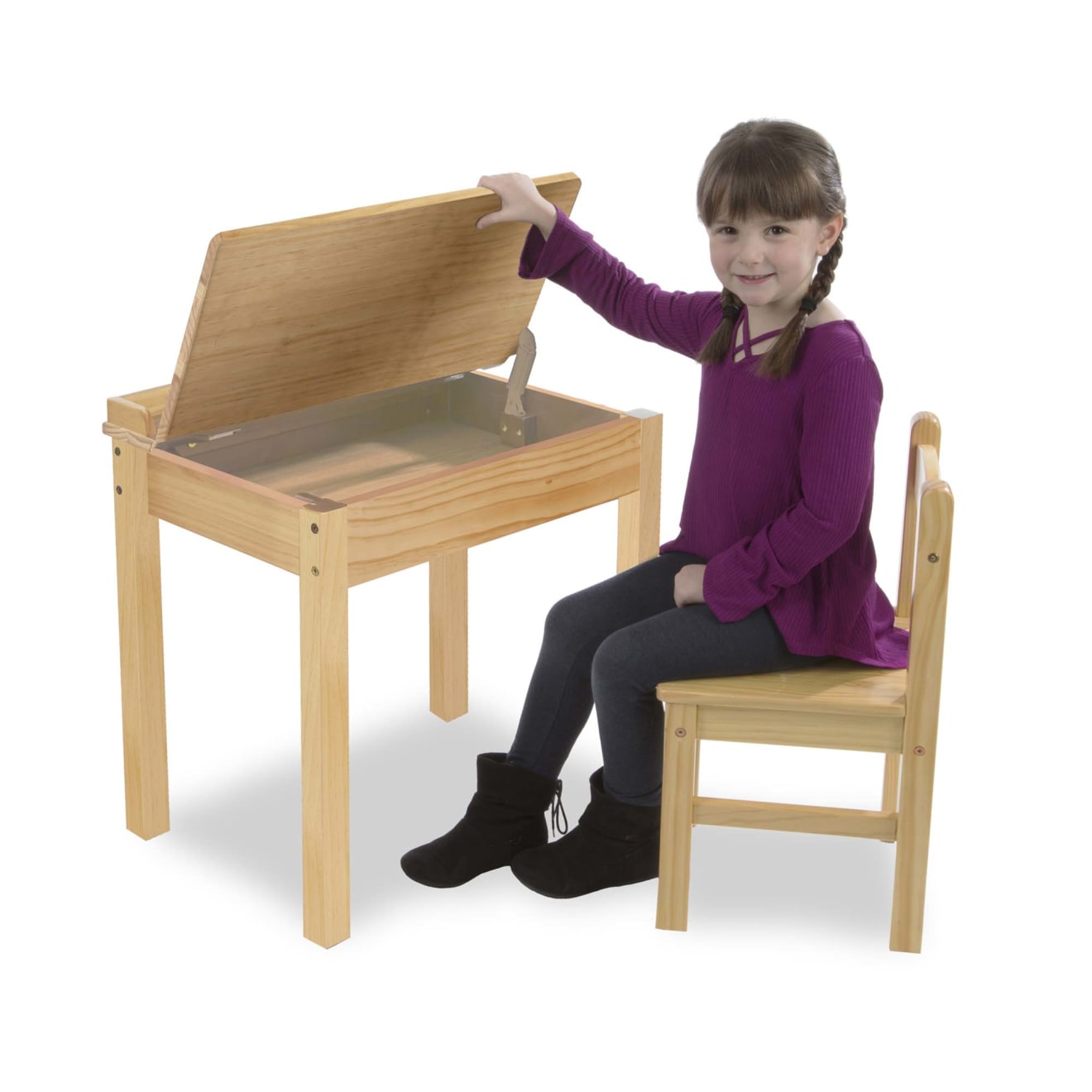 Melissa & Doug Child's Lift-Top Desk & Chair - Honey - Image 8