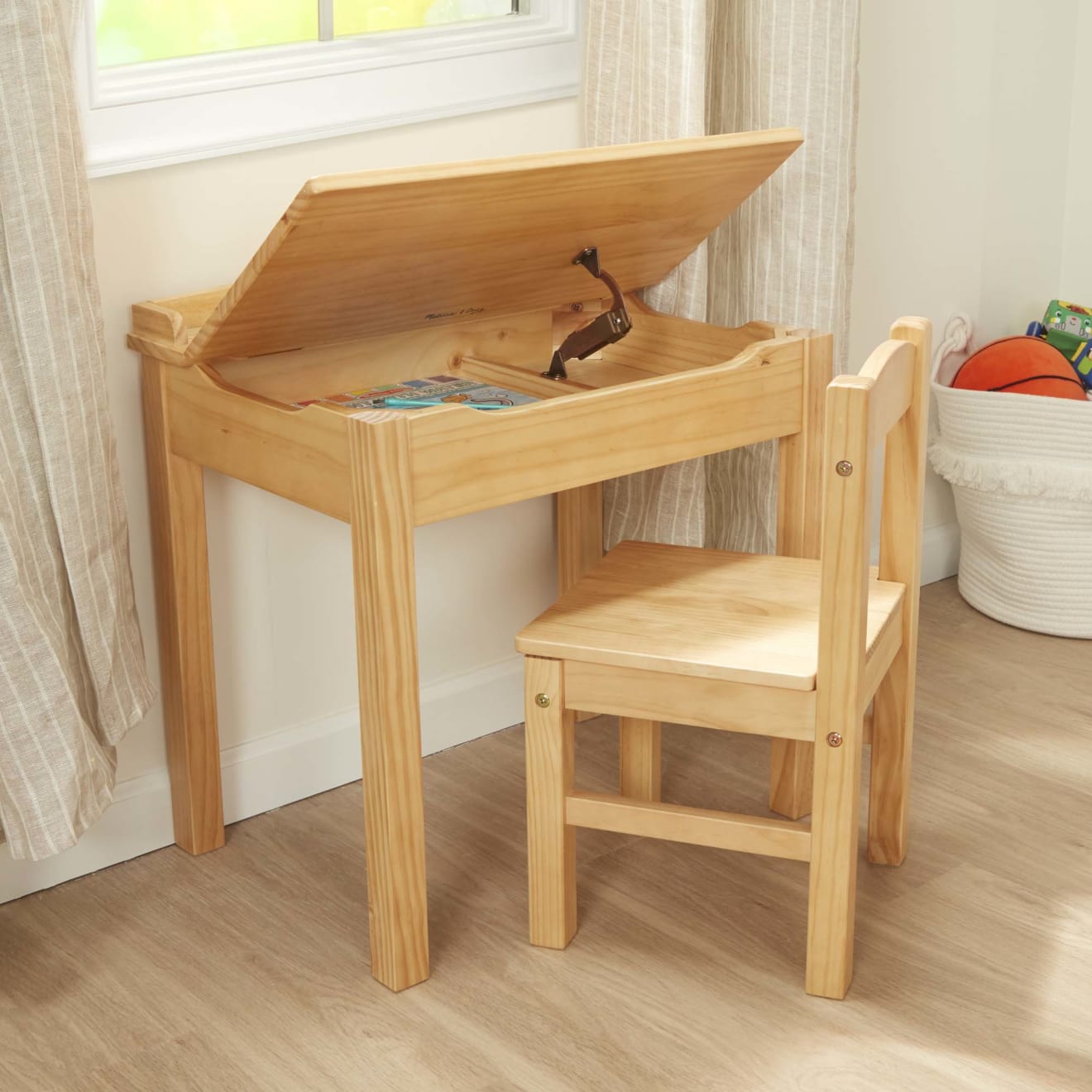 Melissa & Doug Child's Lift-Top Desk & Chair - Honey - Image 5
